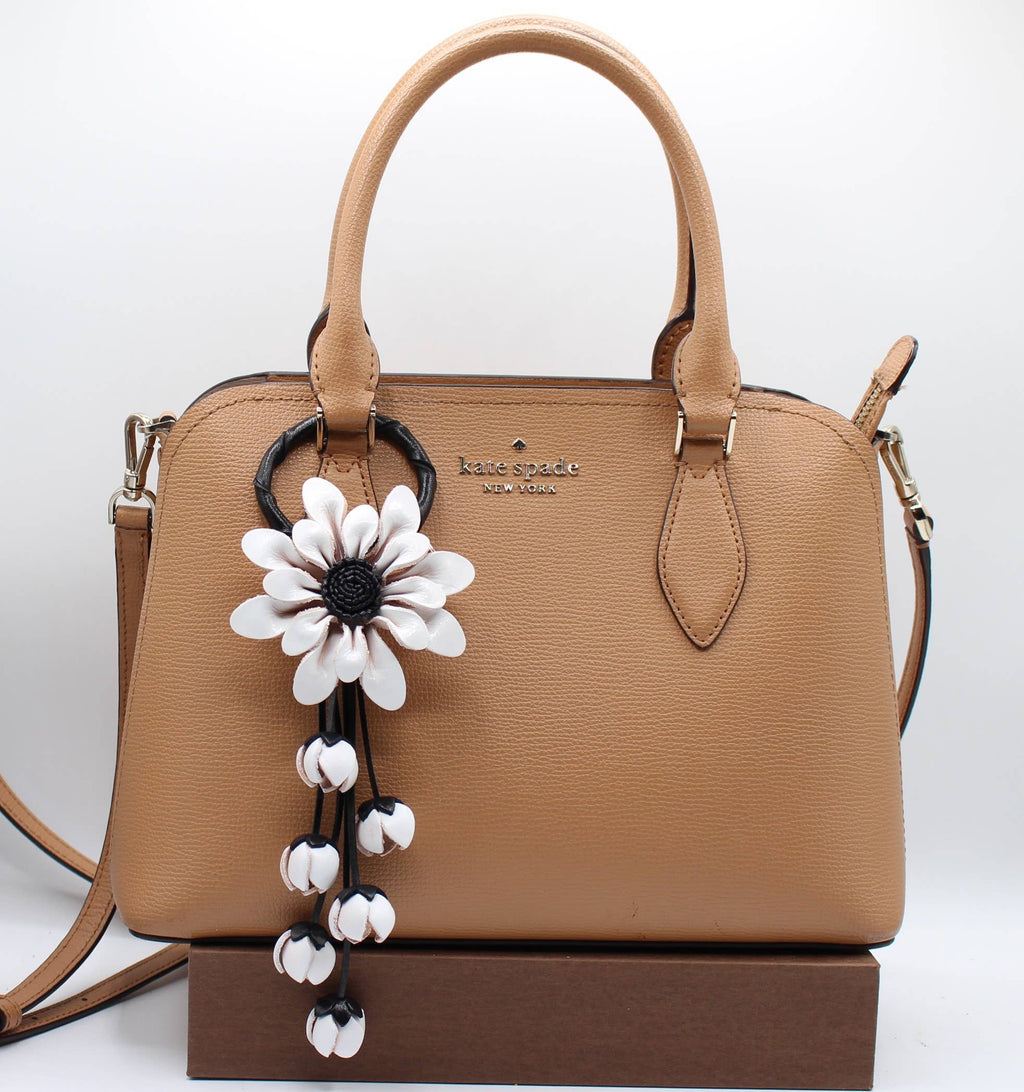 Leather flower key chain key purse charm