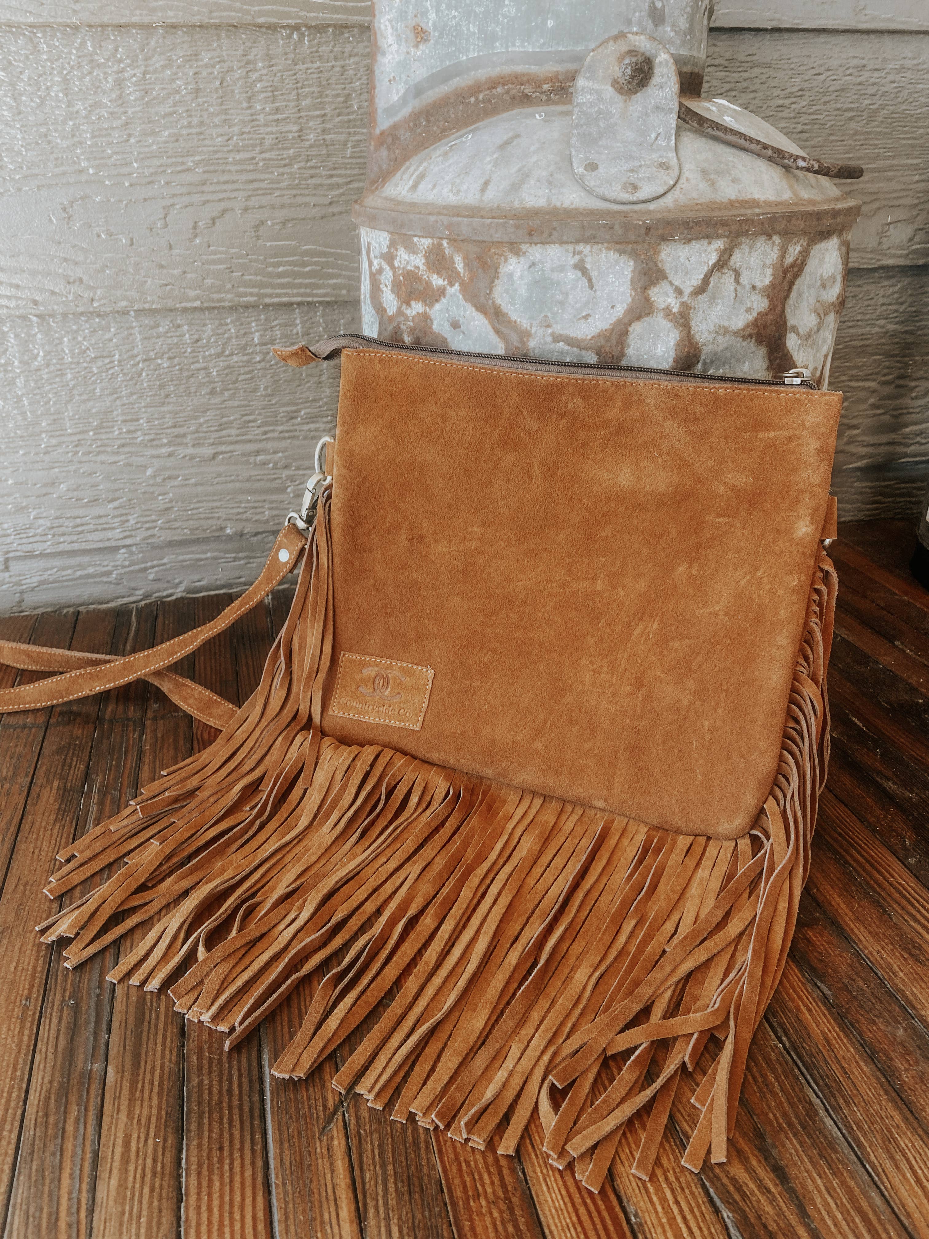 Patchwork Cowhide Fringe Western Purse
