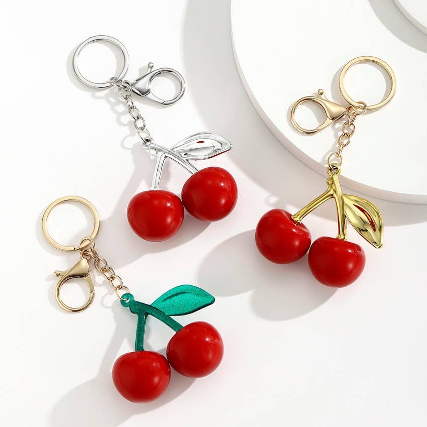 Vintage 3d Cherry Keychain