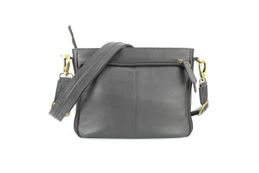 Flap Over Leather Shoulder Bag Hidden Storage 1833