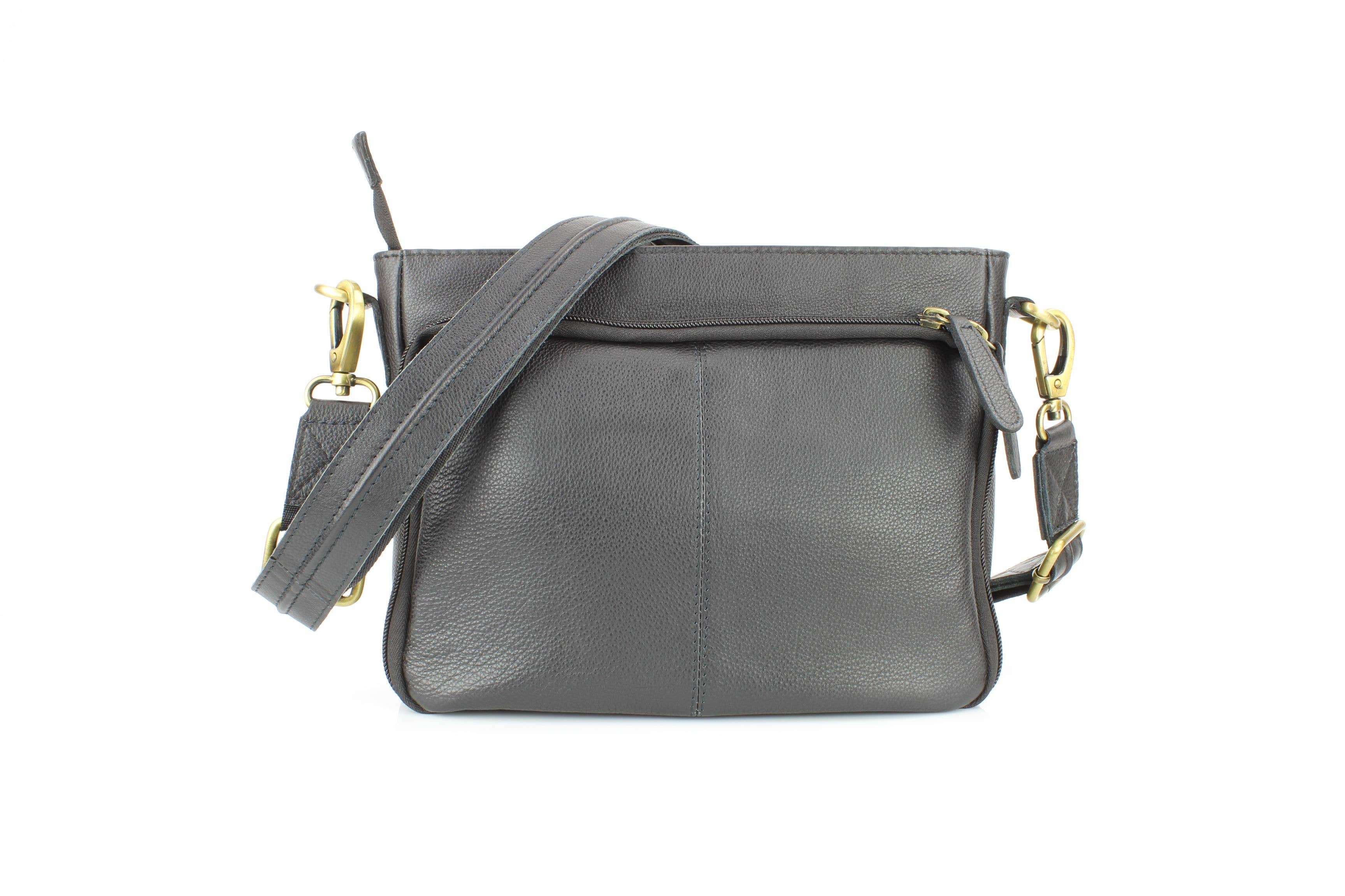 Flap Over Leather Shoulder Bag Hidden Storage 1833