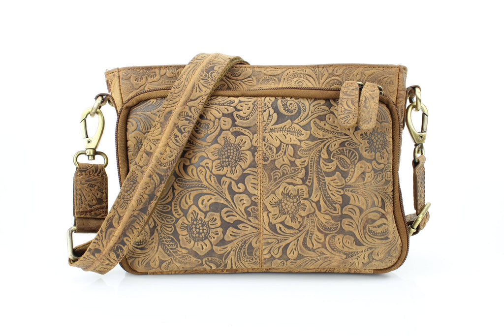 Flap Over Leather Shoulder Bag Hidden Storage 1833
