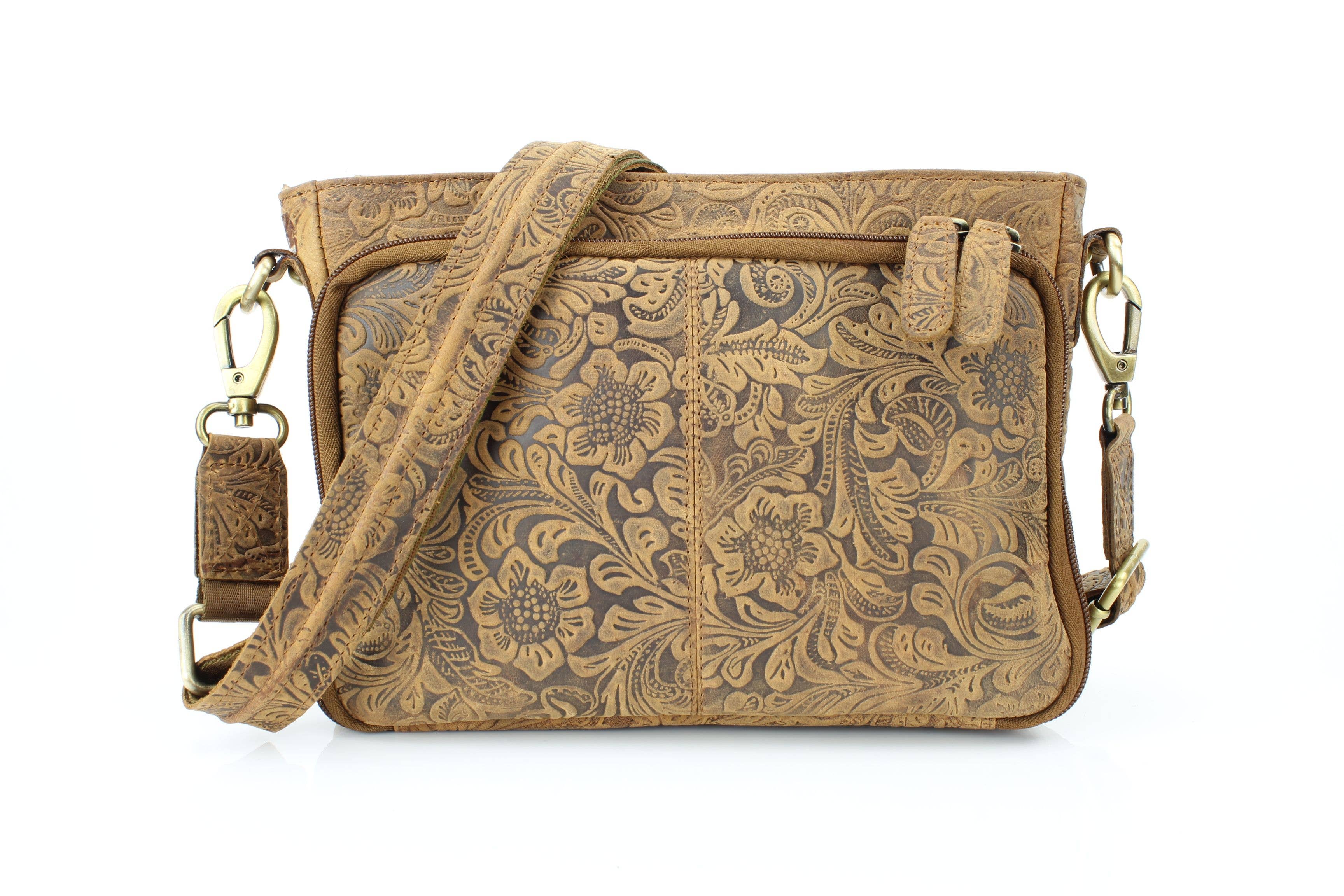 Flap Over Leather Shoulder Bag Hidden Storage 1833