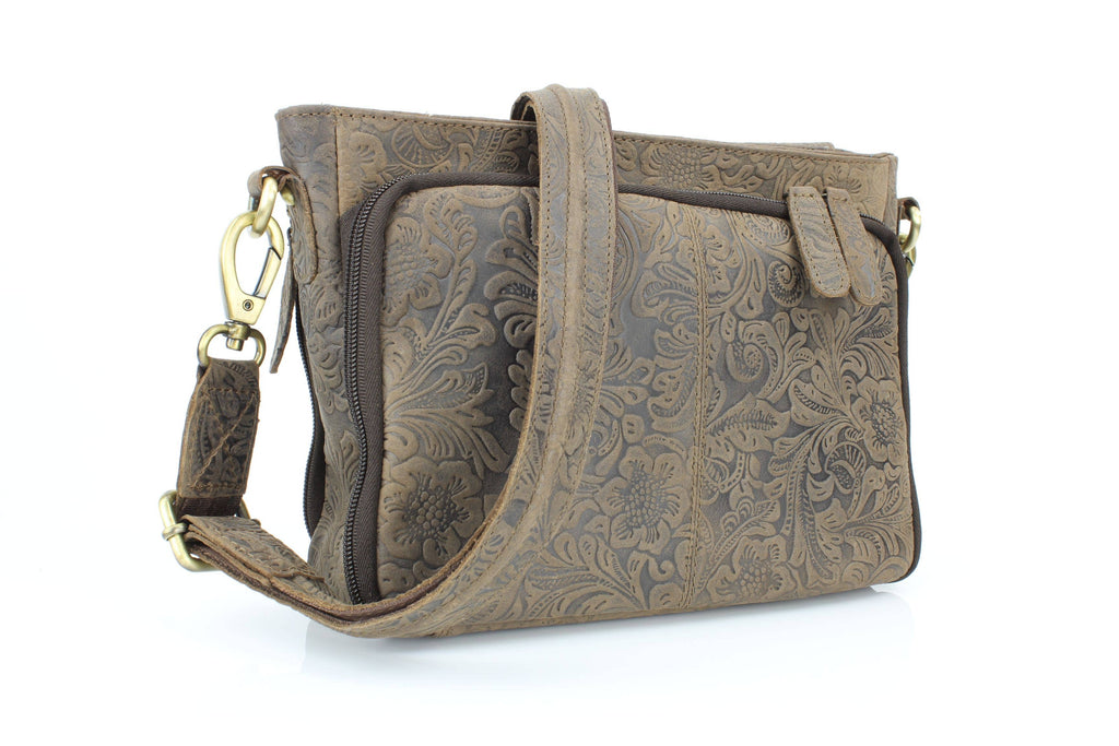 Flap Over Leather Shoulder Bag Hidden Storage 1833