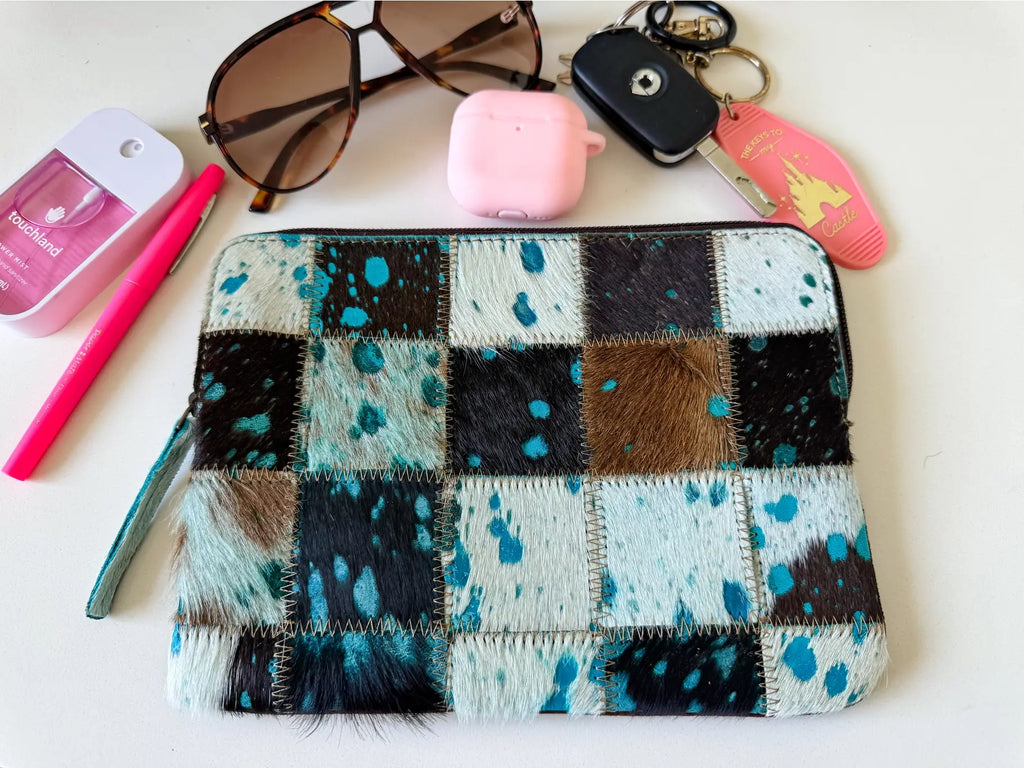 Cowhide Accessory Bag Pouch Genuine Hair-On Hide Makeup Bag 