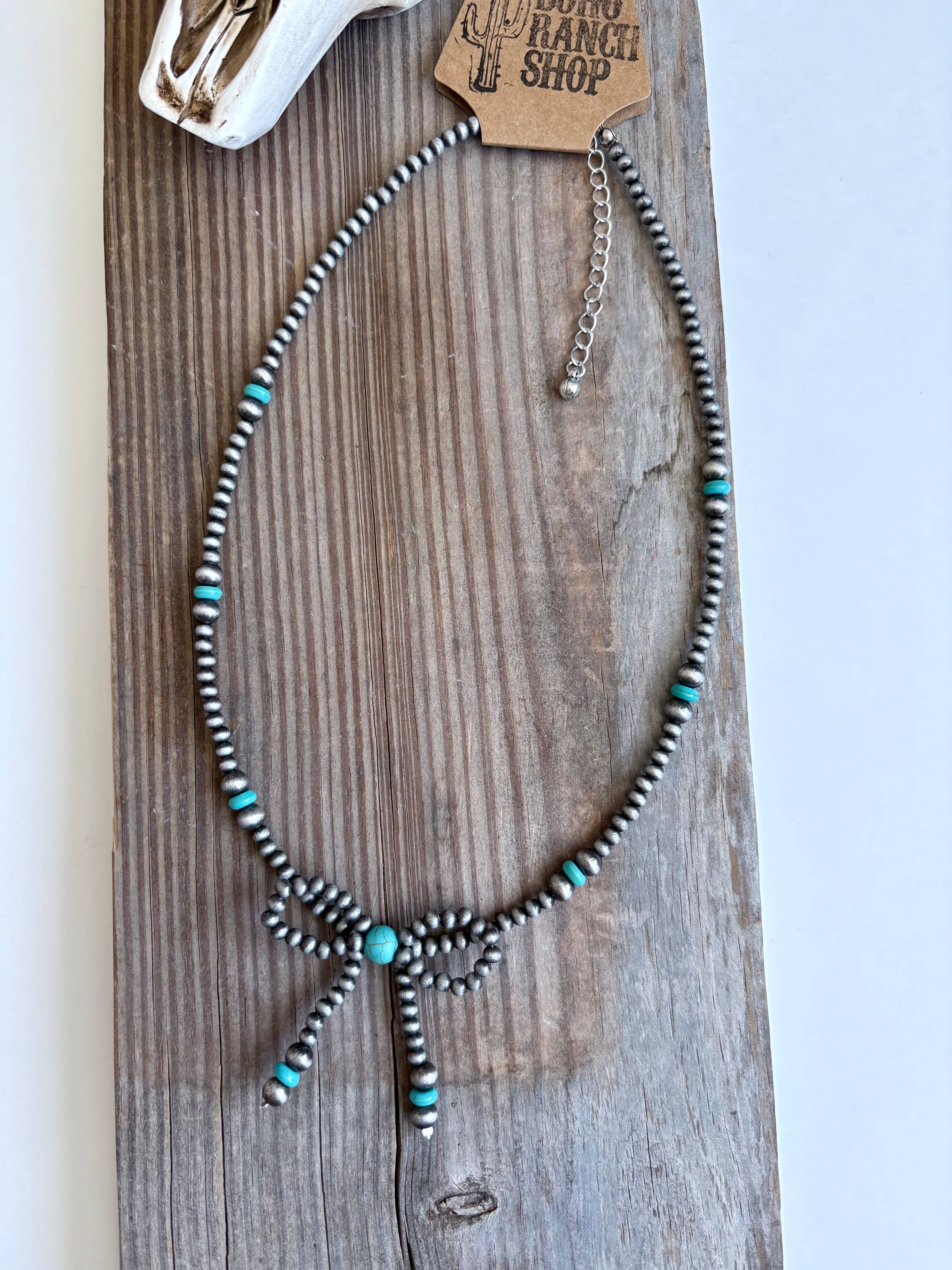 Western Navajo Style Bead Coquette Bow Necklace