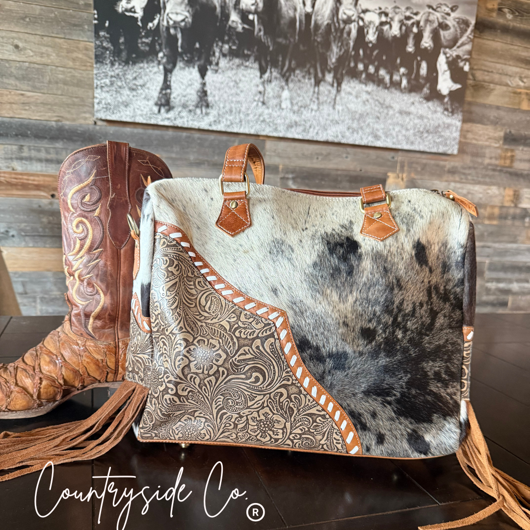 Laramie Tooled Leather Cowhide Western Statement Bag