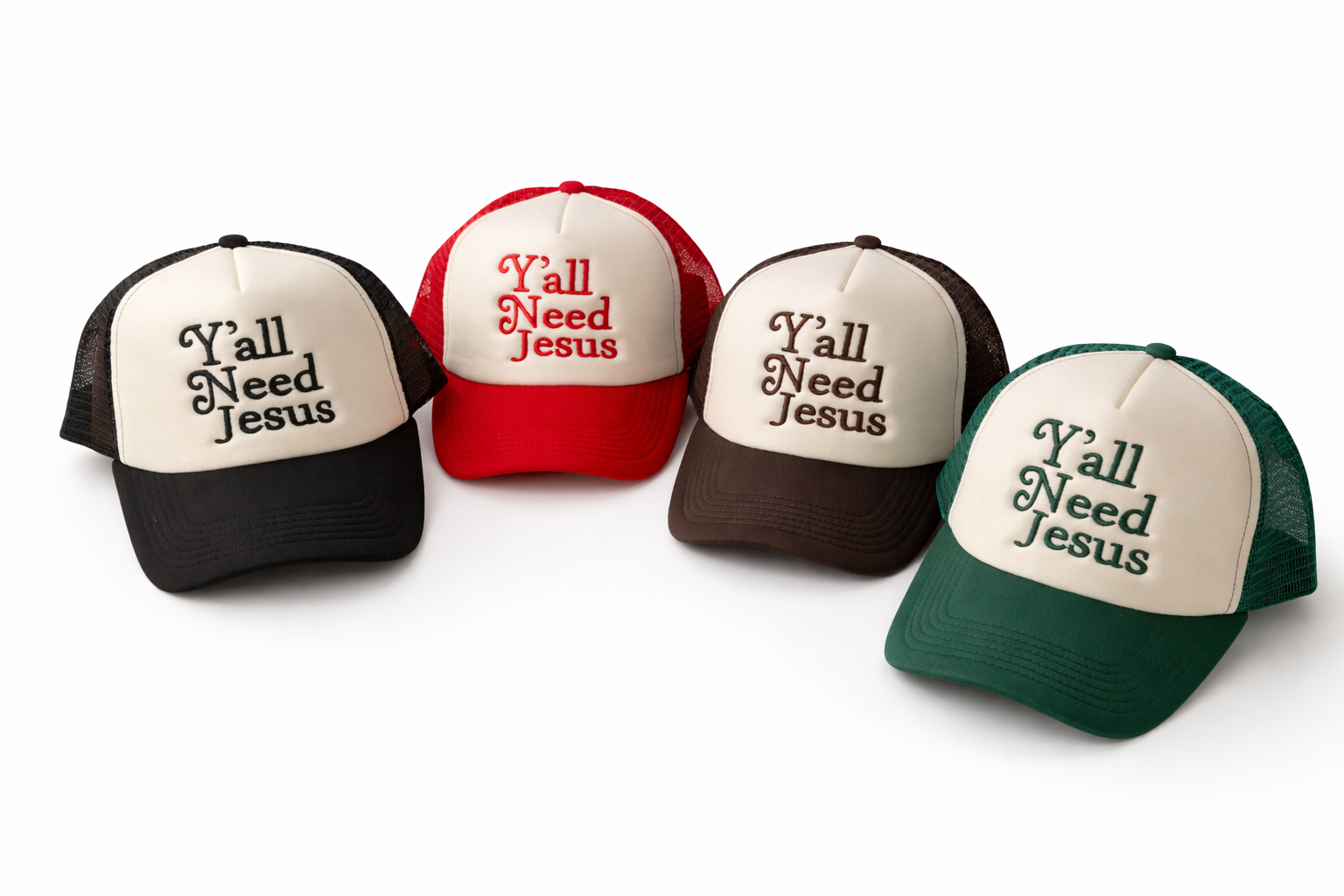 YALL NEED JESUS - Western Trucker Meshback Ball Cap Hat