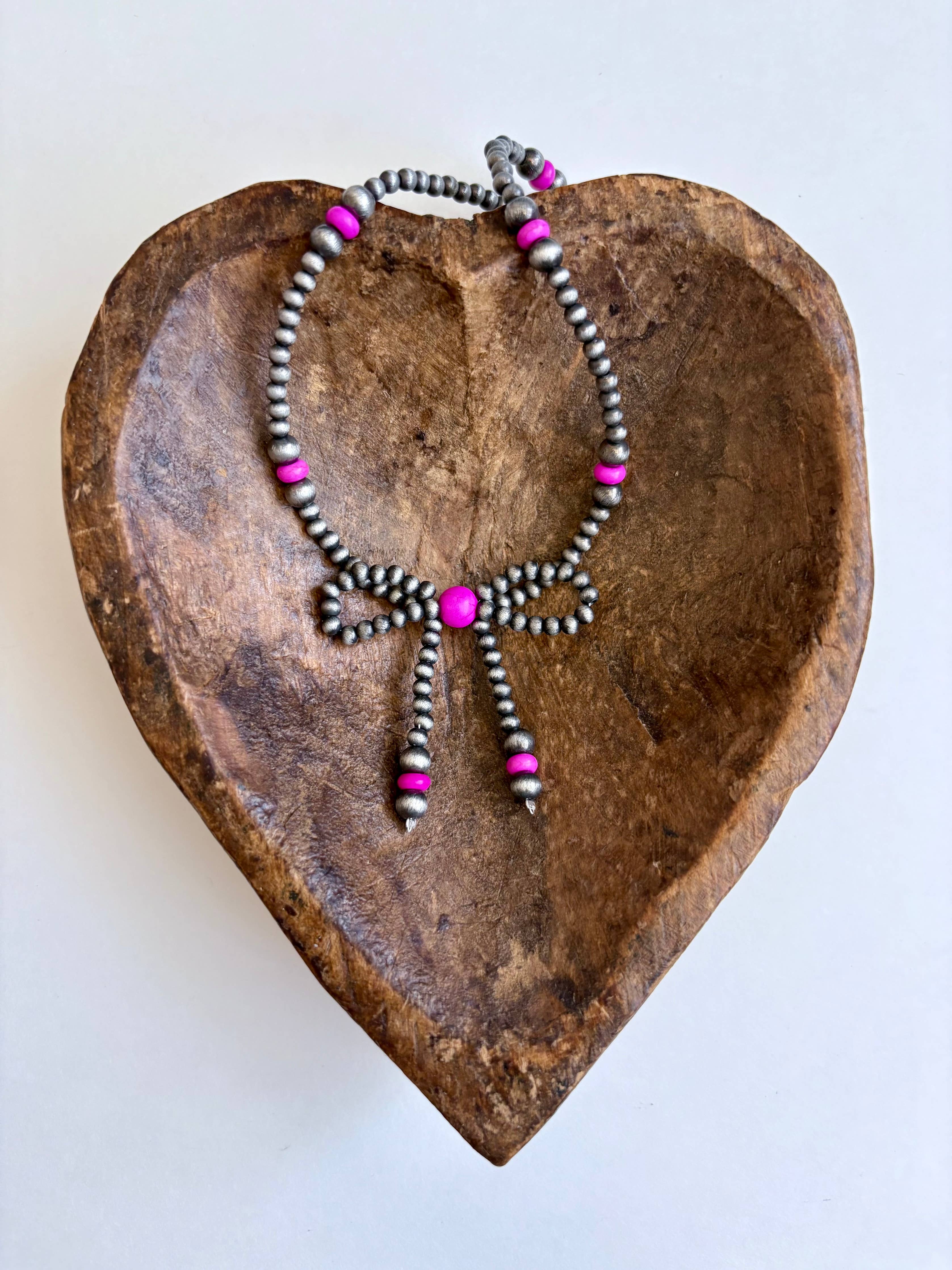 Western Navajo Style Bead Coquette Bow Necklace