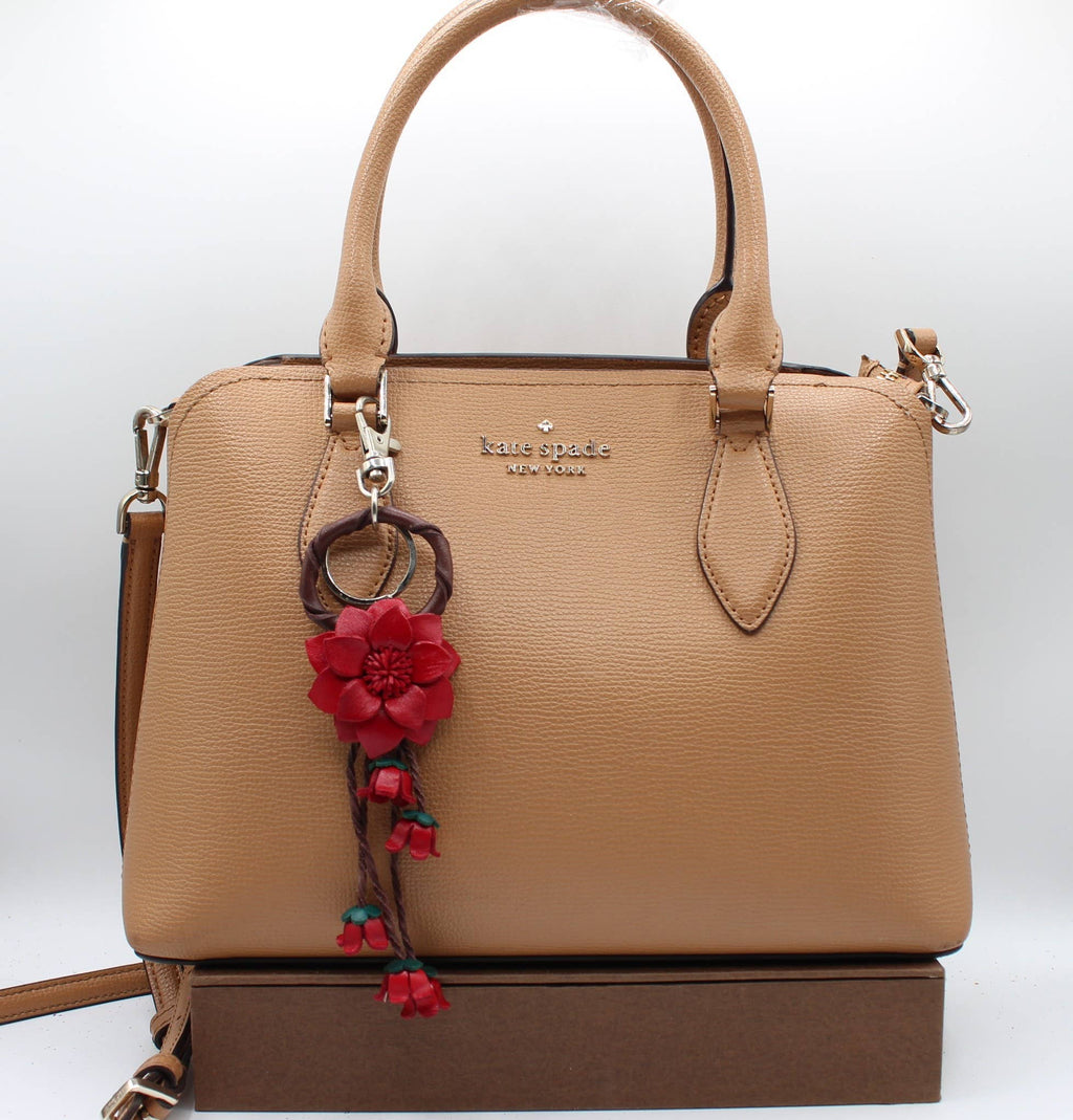 Leather flower key chain handbag charm multi colors