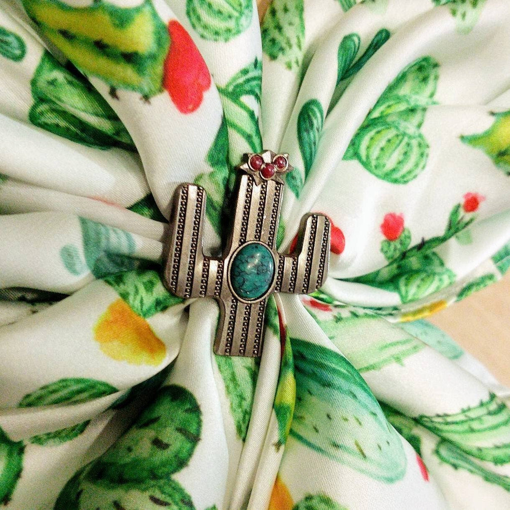 Wild Rag Slide 1.5" Cactus w/ stone or silhouette Concho Scarf Slide