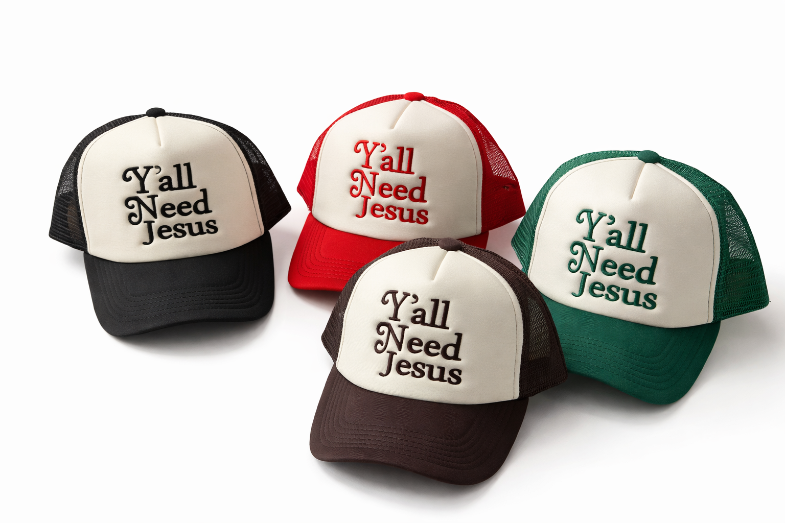 YALL NEED JESUS - Western Trucker Meshback Ball Cap Hat