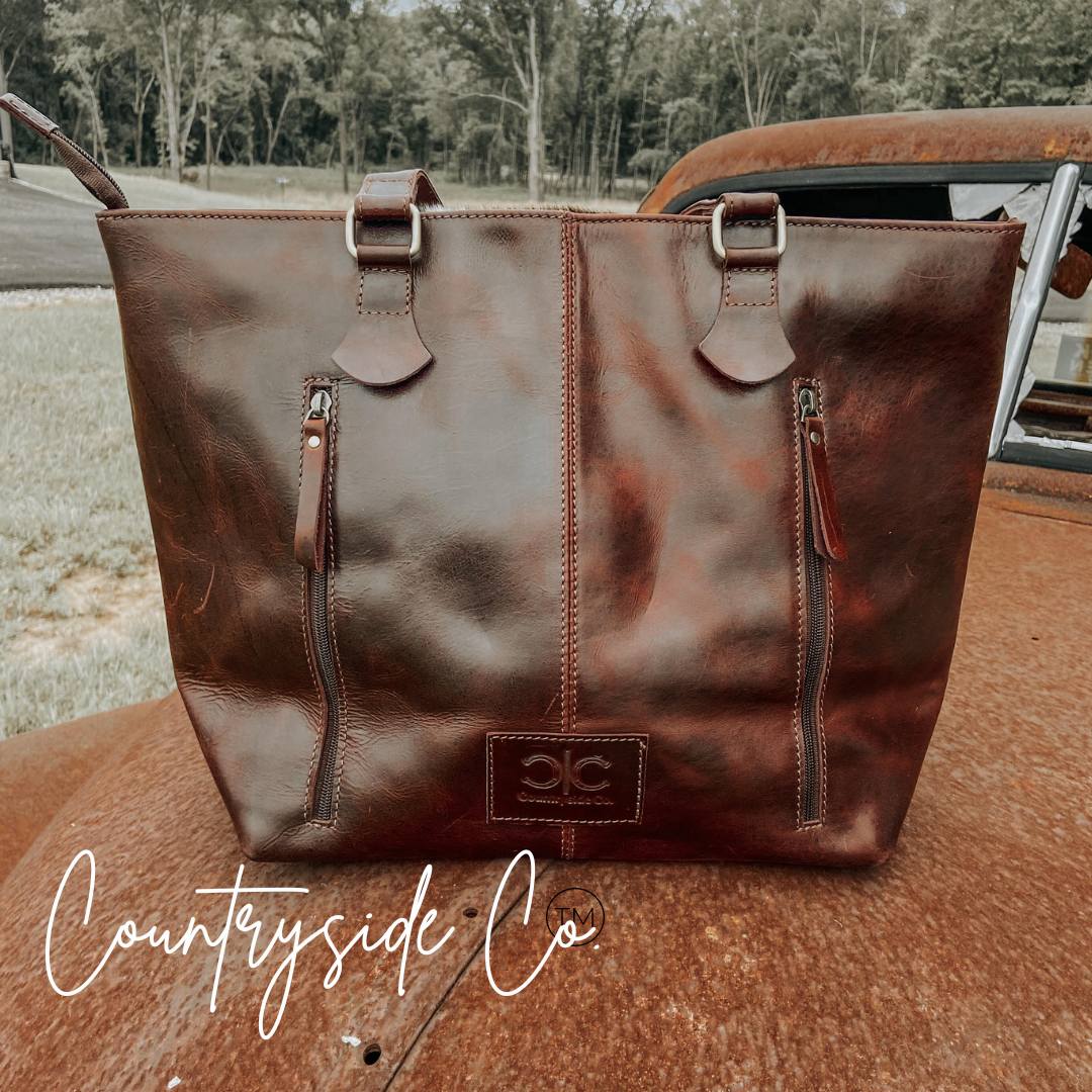 Jane All Leather Tote, laptop bag, Purse