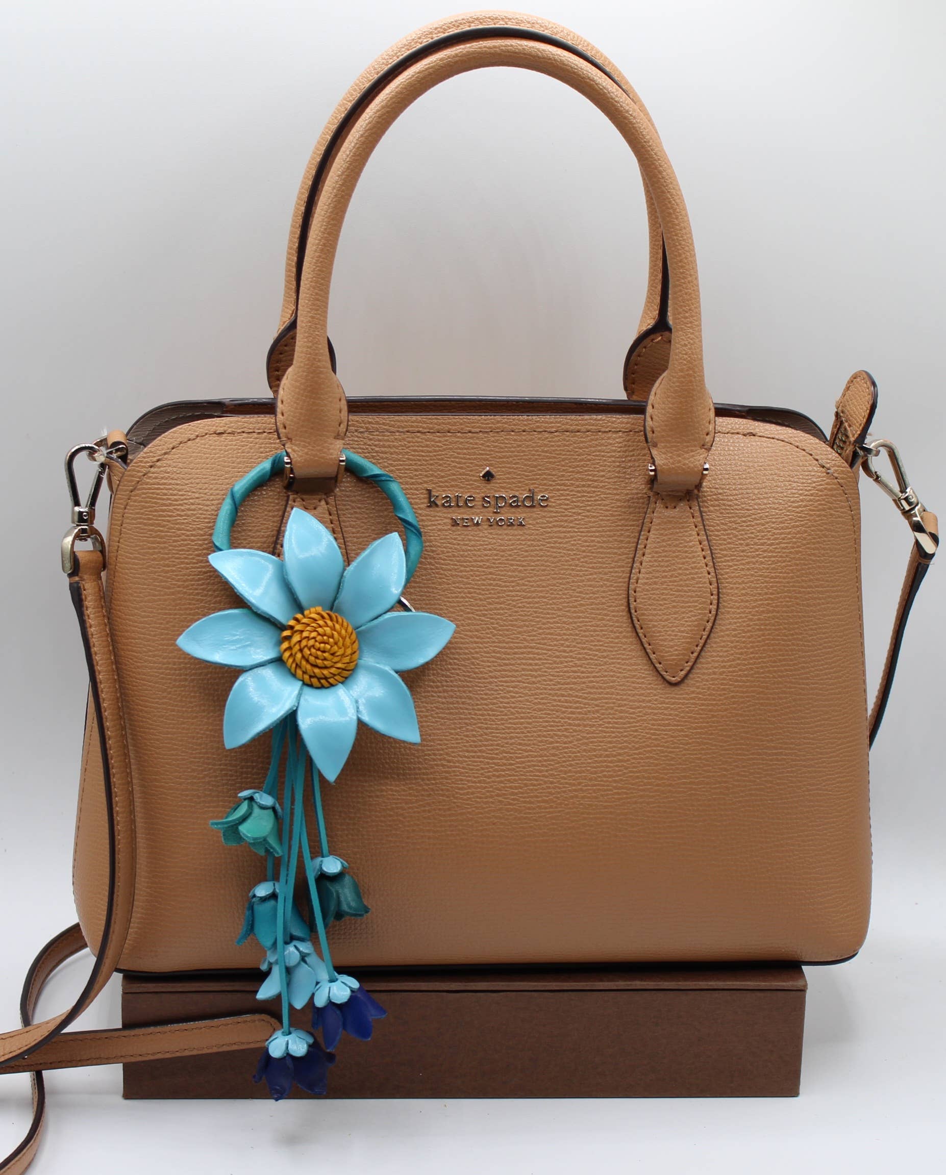 Leather flower key chain key purse charm