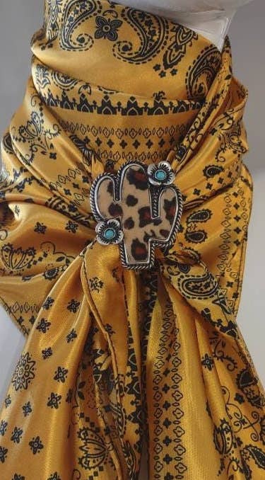 Wild Rag SLIDE 518 cactus serape with turquoise stone accent Scarf Slide keeper from Double B Wild Rags