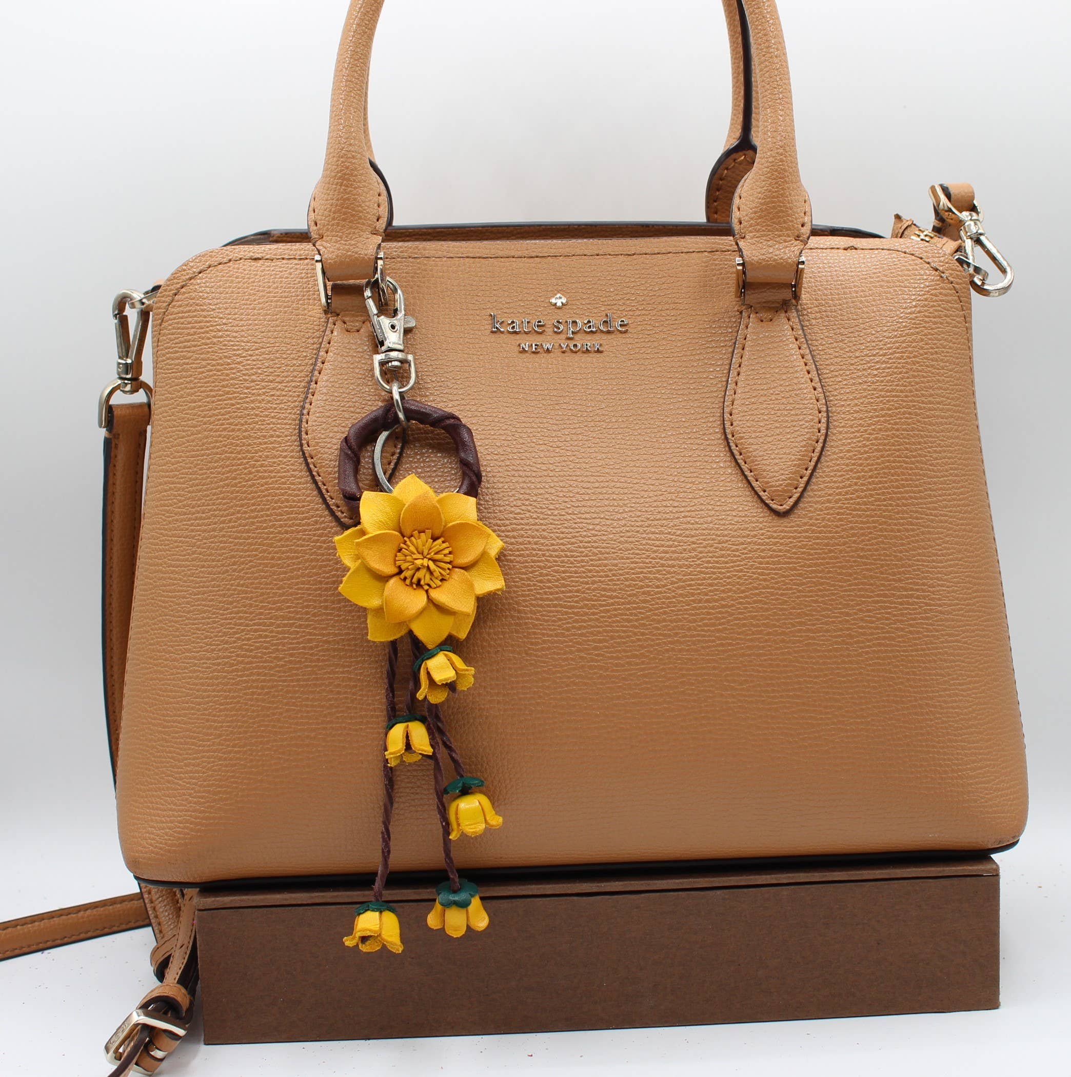 Leather flower key chain handbag charm multi colors