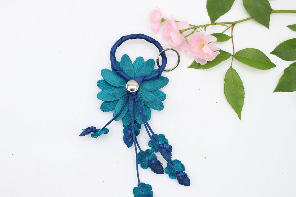Large Leather Sunflower Keychain Bag Charm