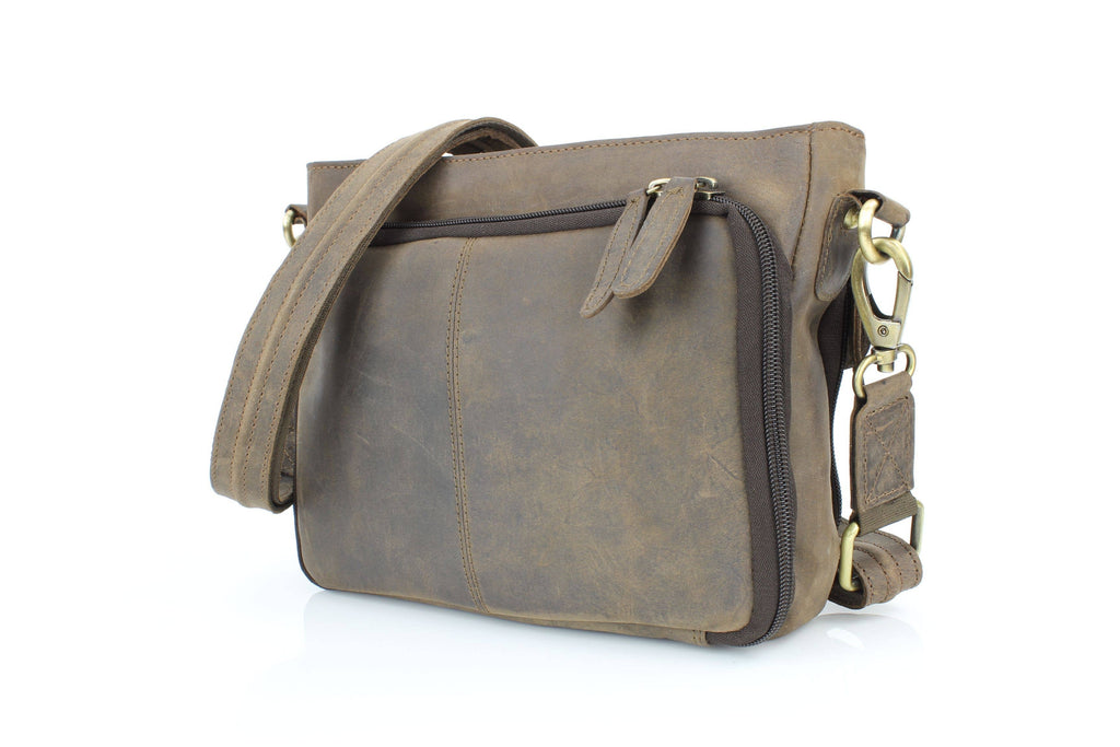 Flap Over Leather Shoulder Bag Hidden Storage 1833