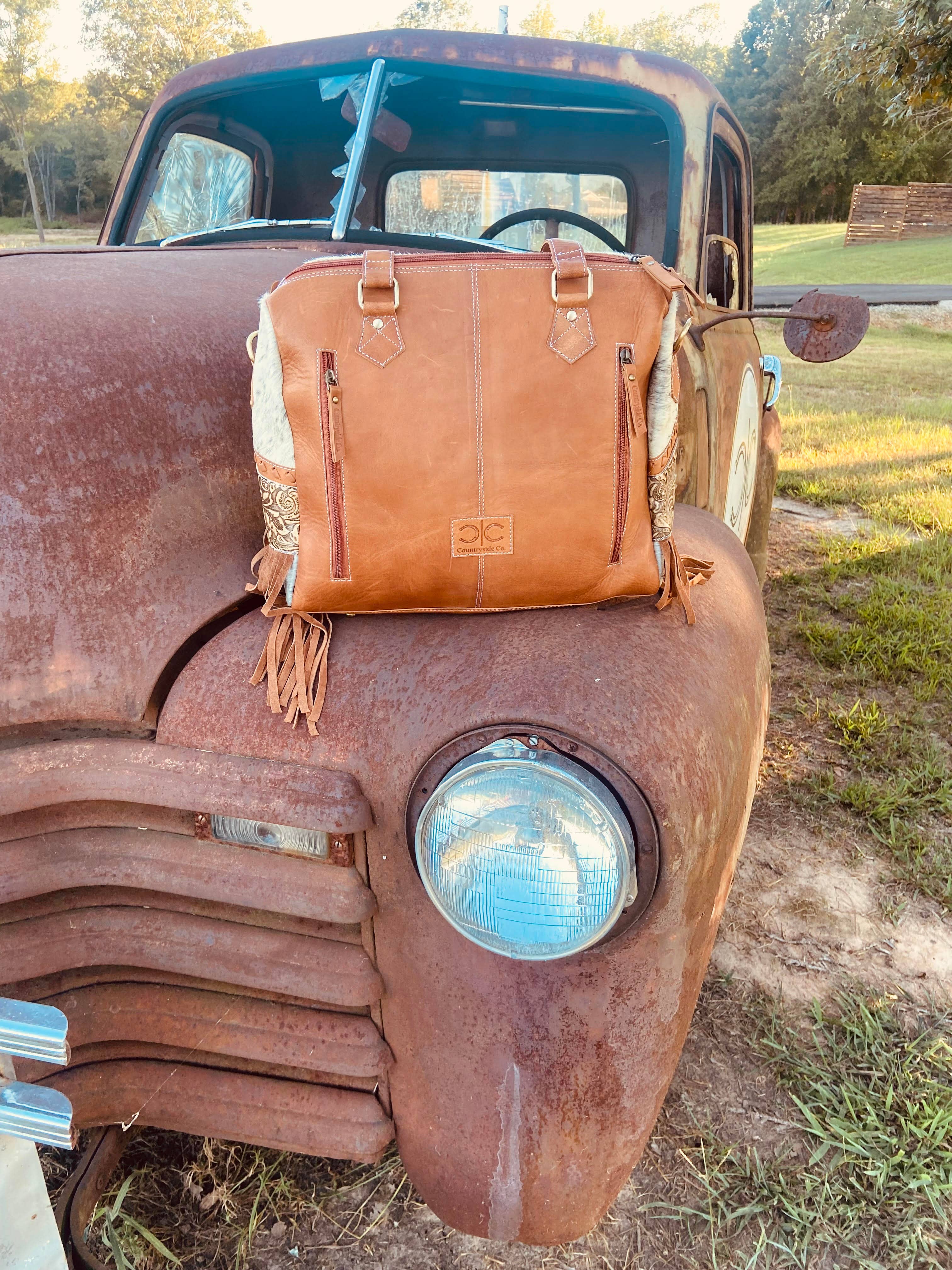Laramie Tooled Leather Cowhide Western Statement Bag