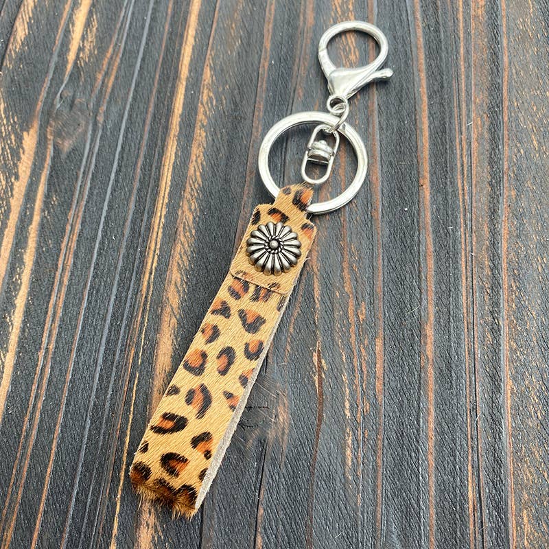 Leopard Print Turquoise Keychain
