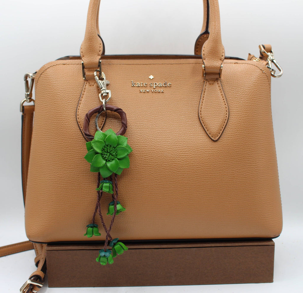 Leather flower key chain handbag charm multi colors