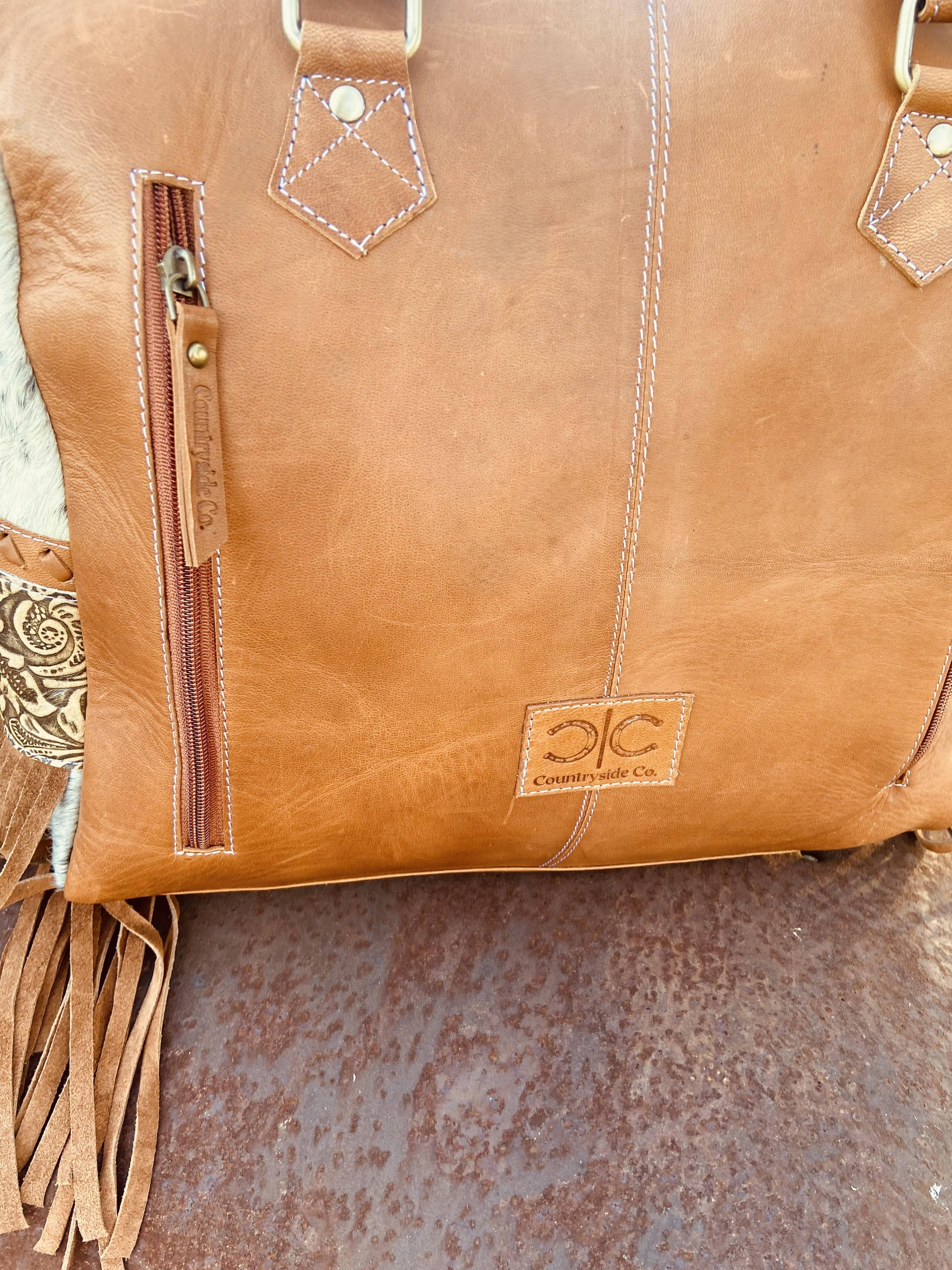 Laramie Tooled Leather Cowhide Western Statement Bag