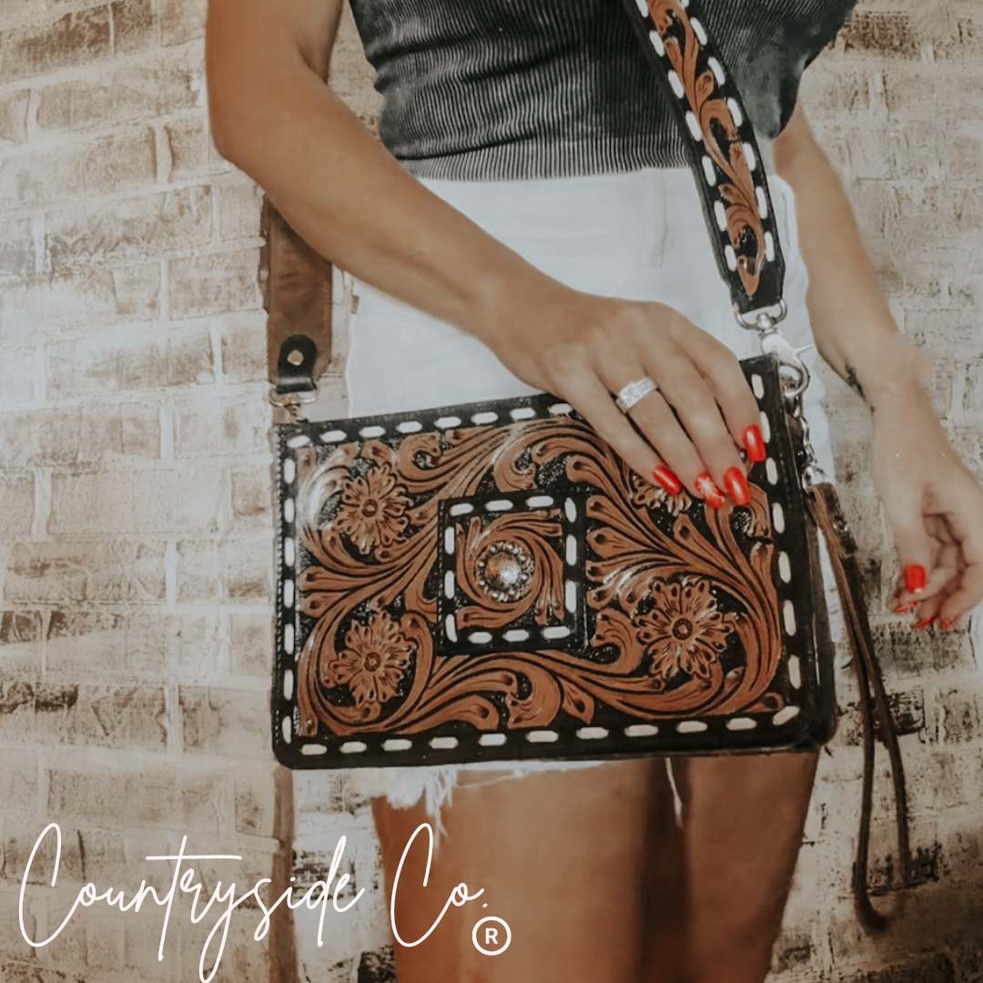 Legacy Tooled Leather Handbag Purse New Style
