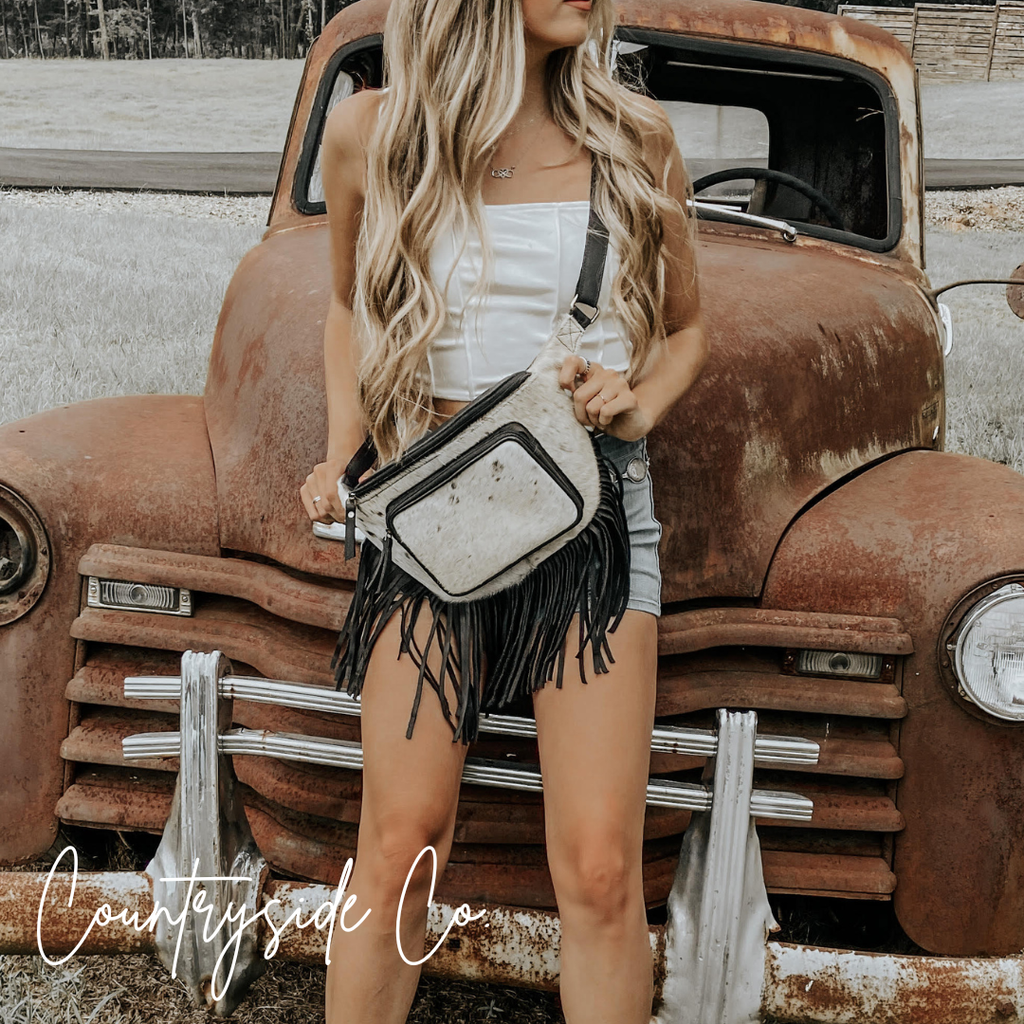 Austin Cowhide Fringe Sling, Fanny Pack, Festival Bag (Copy)