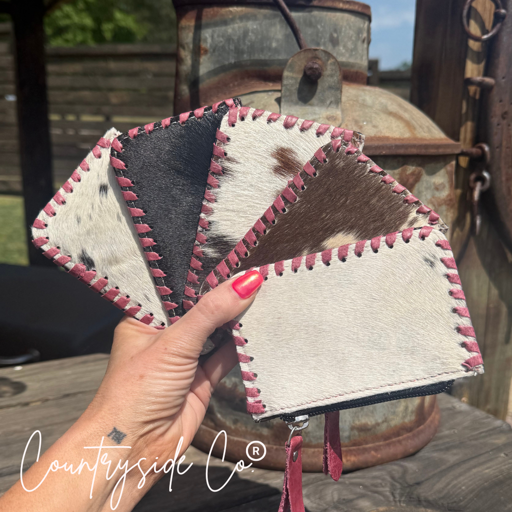 Pink Tooled Leather Pouch, Bag Organizer