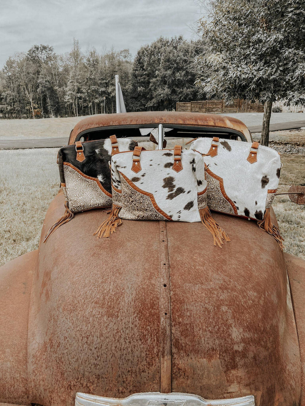 Laramie Tooled Leather Cowhide Western Statement Bag