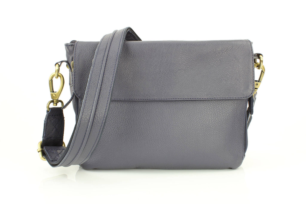 Flap Over Leather Shoulder Bag Hidden Storage 1833