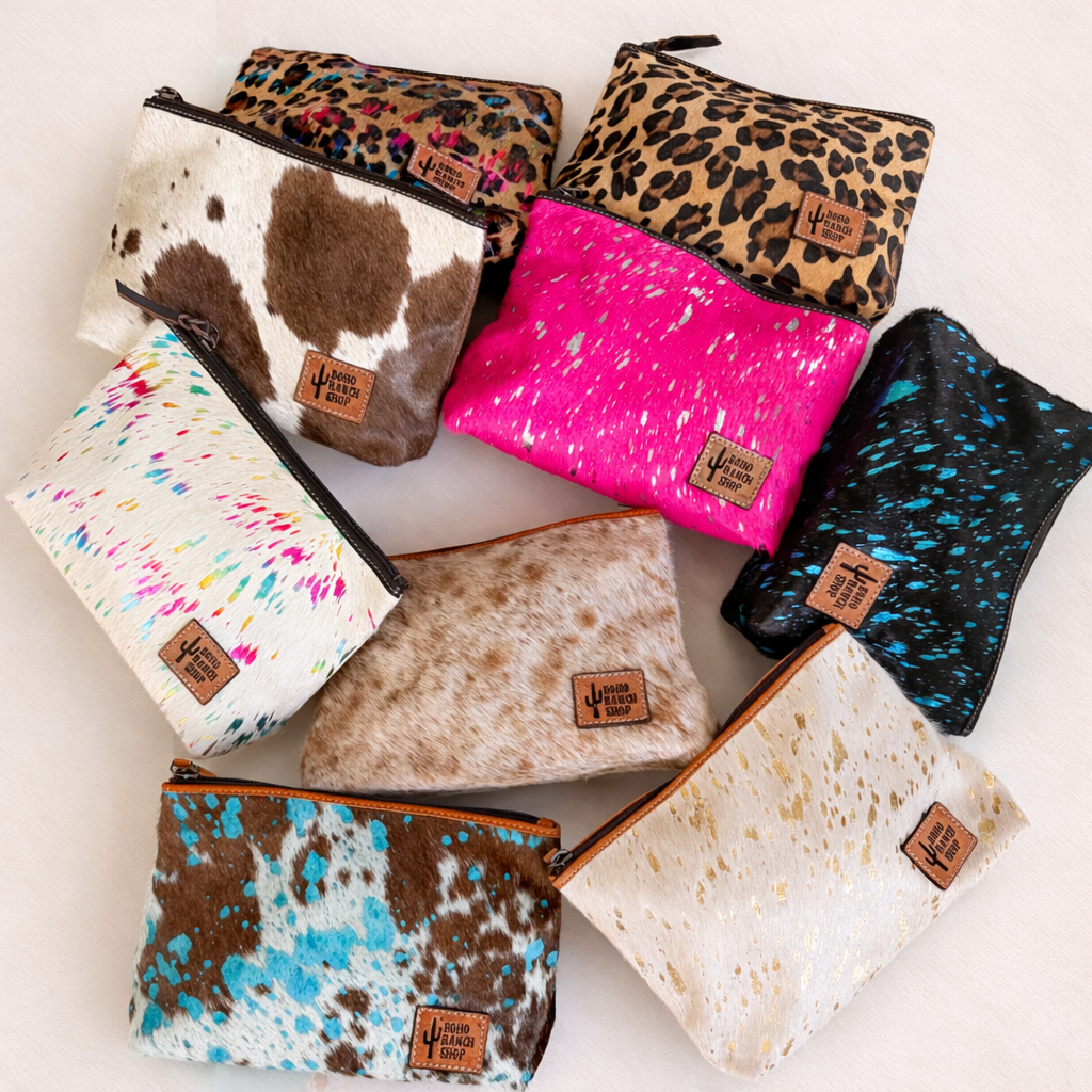 Western Cowhide Makeup Bag Travel