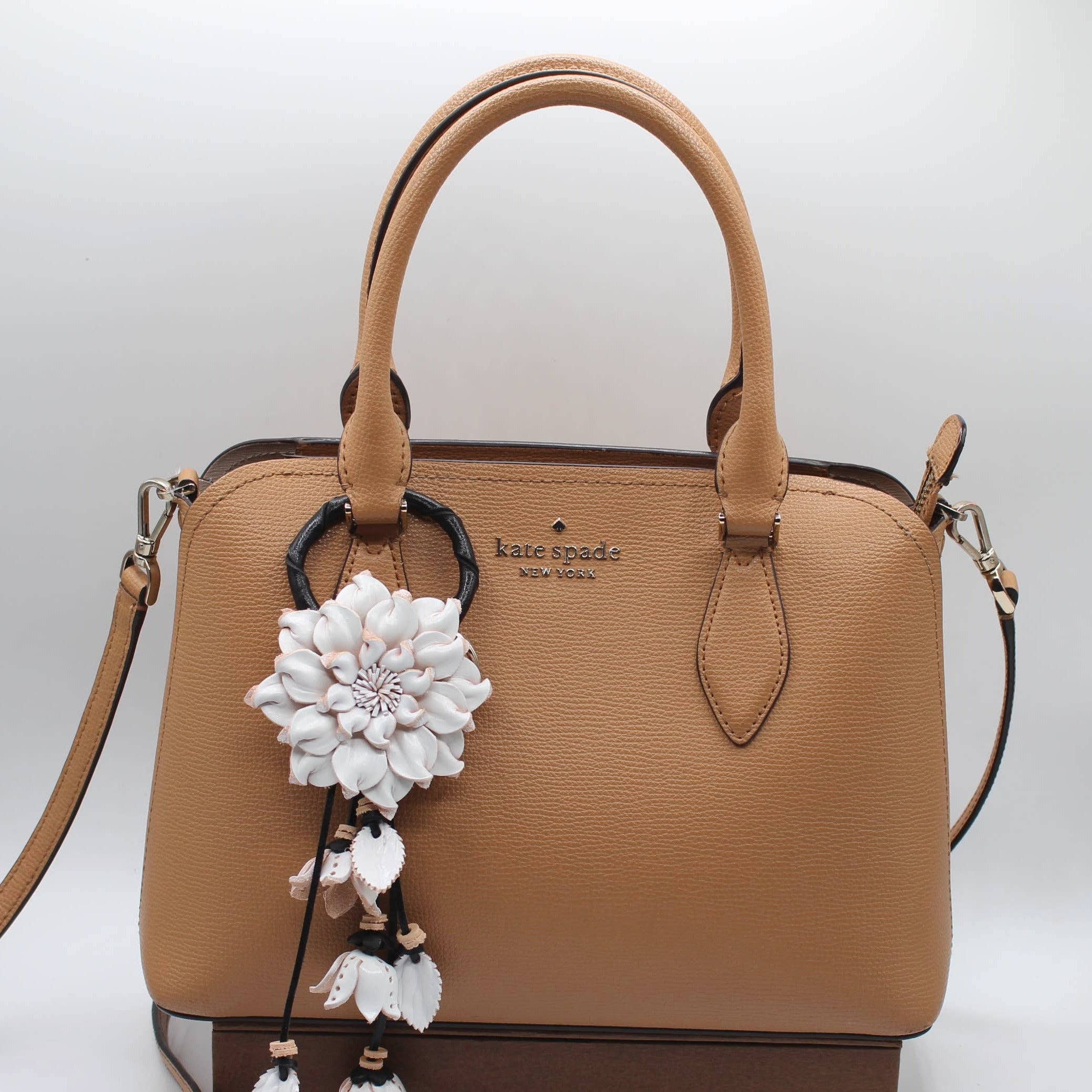 Leather flower key chain bag charm purse charm