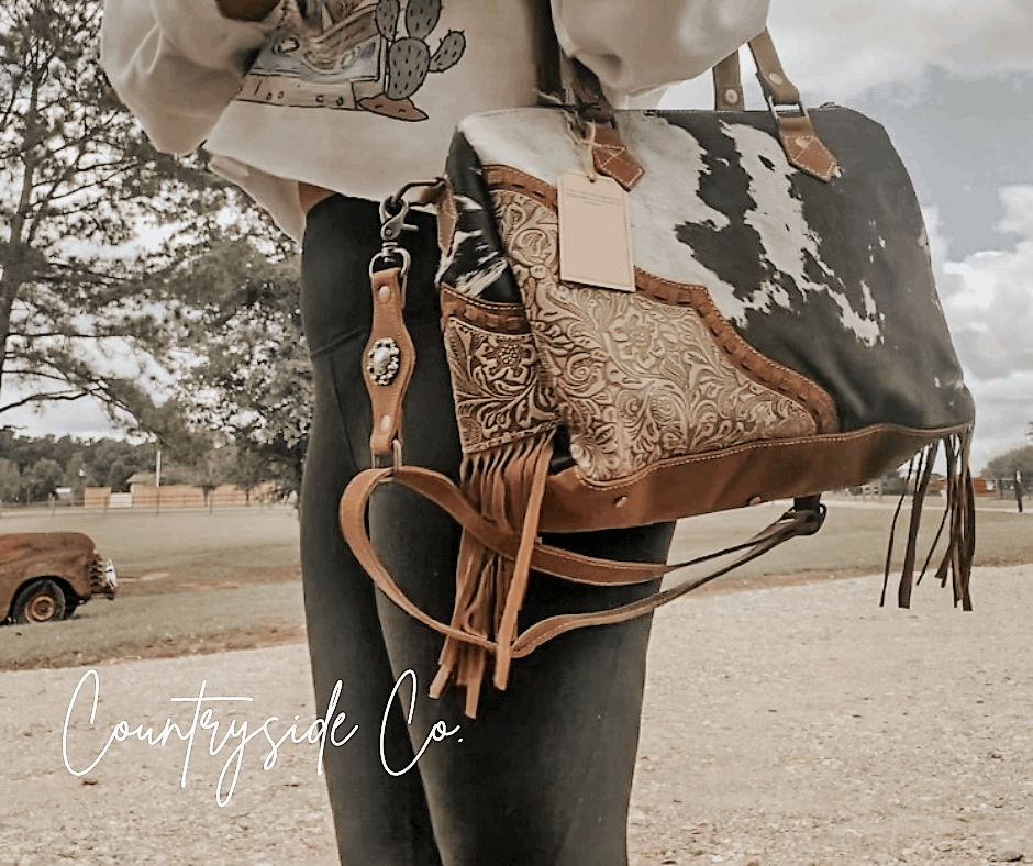 Laramie Tooled Leather Cowhide Western Statement Bag