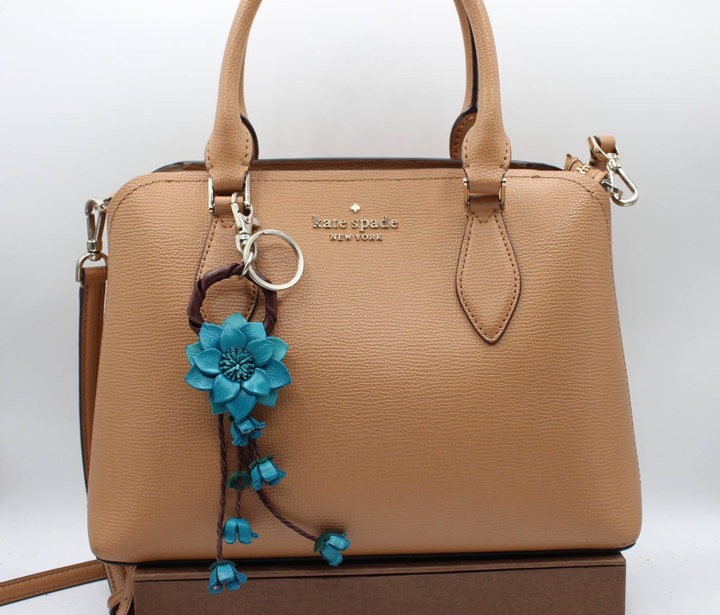 Leather flower key chain handbag charm multi colors