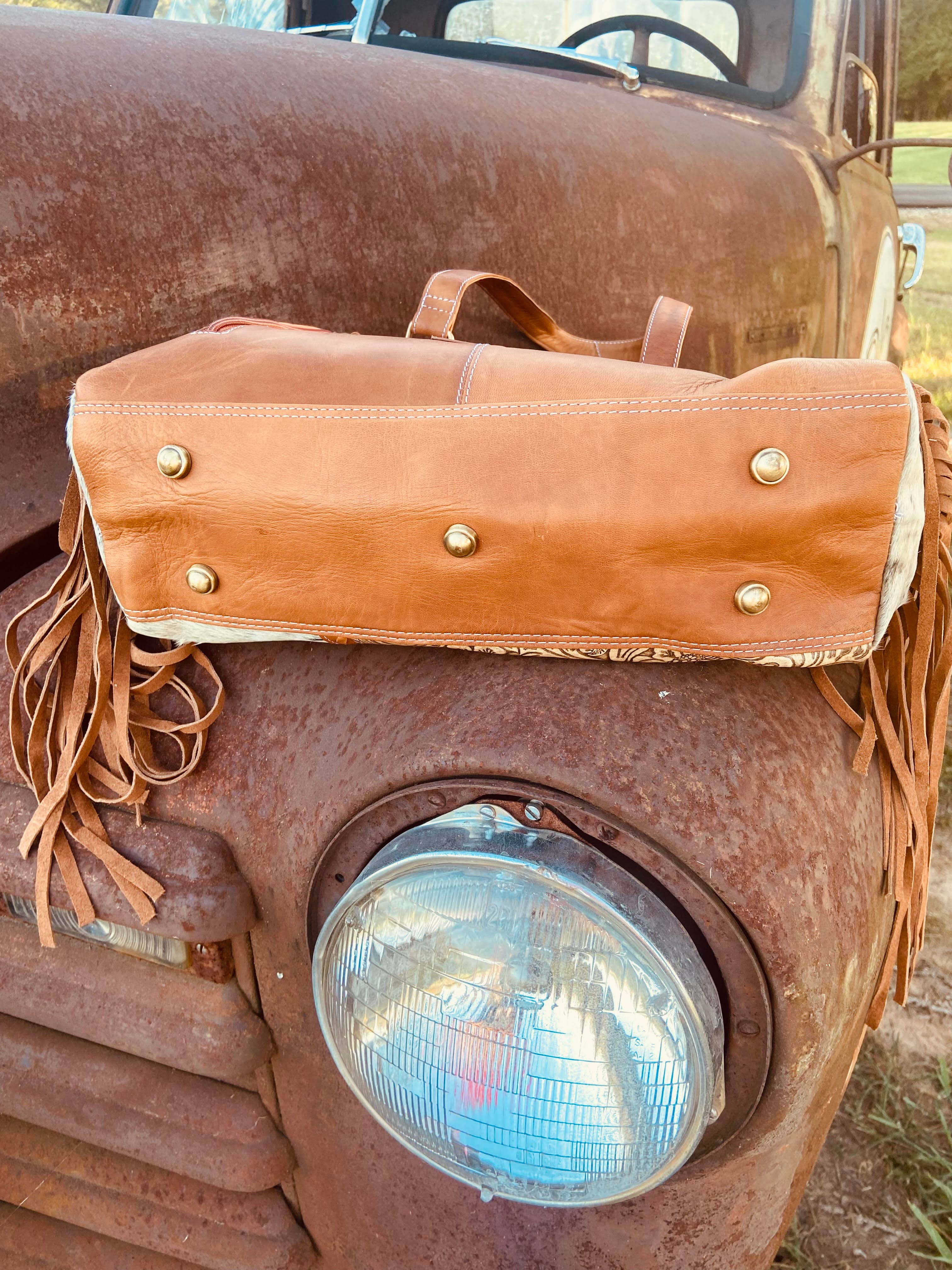 Laramie Tooled Leather Cowhide Western Statement Bag