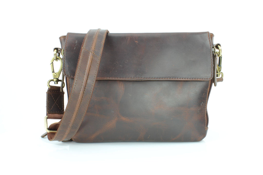 Flap Over Leather Shoulder Bag Hidden Storage 1833