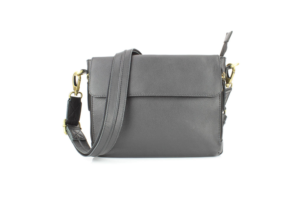 Flap Over Leather Shoulder Bag Hidden Storage 1833