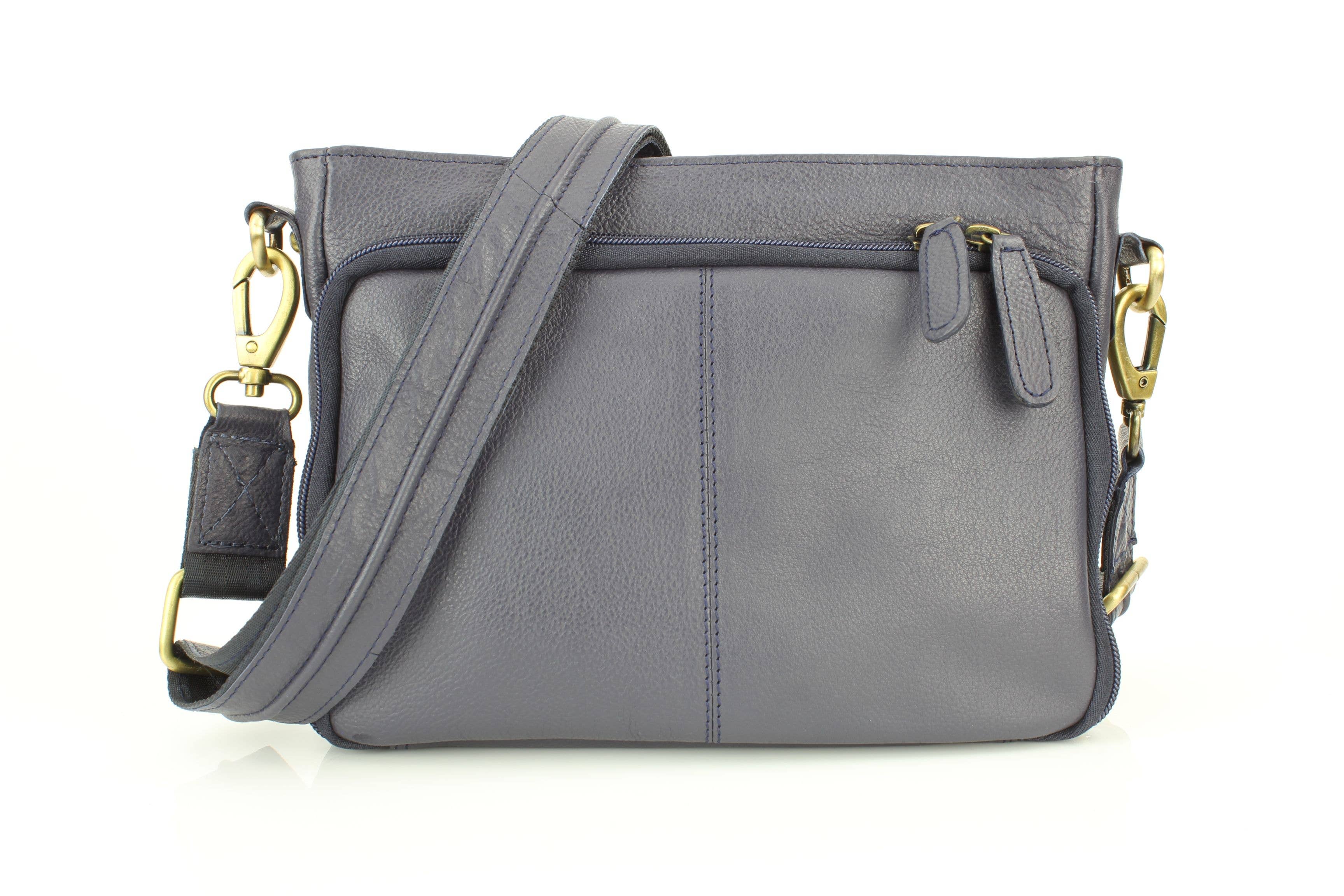 Flap Over Leather Shoulder Bag Hidden Storage 1833