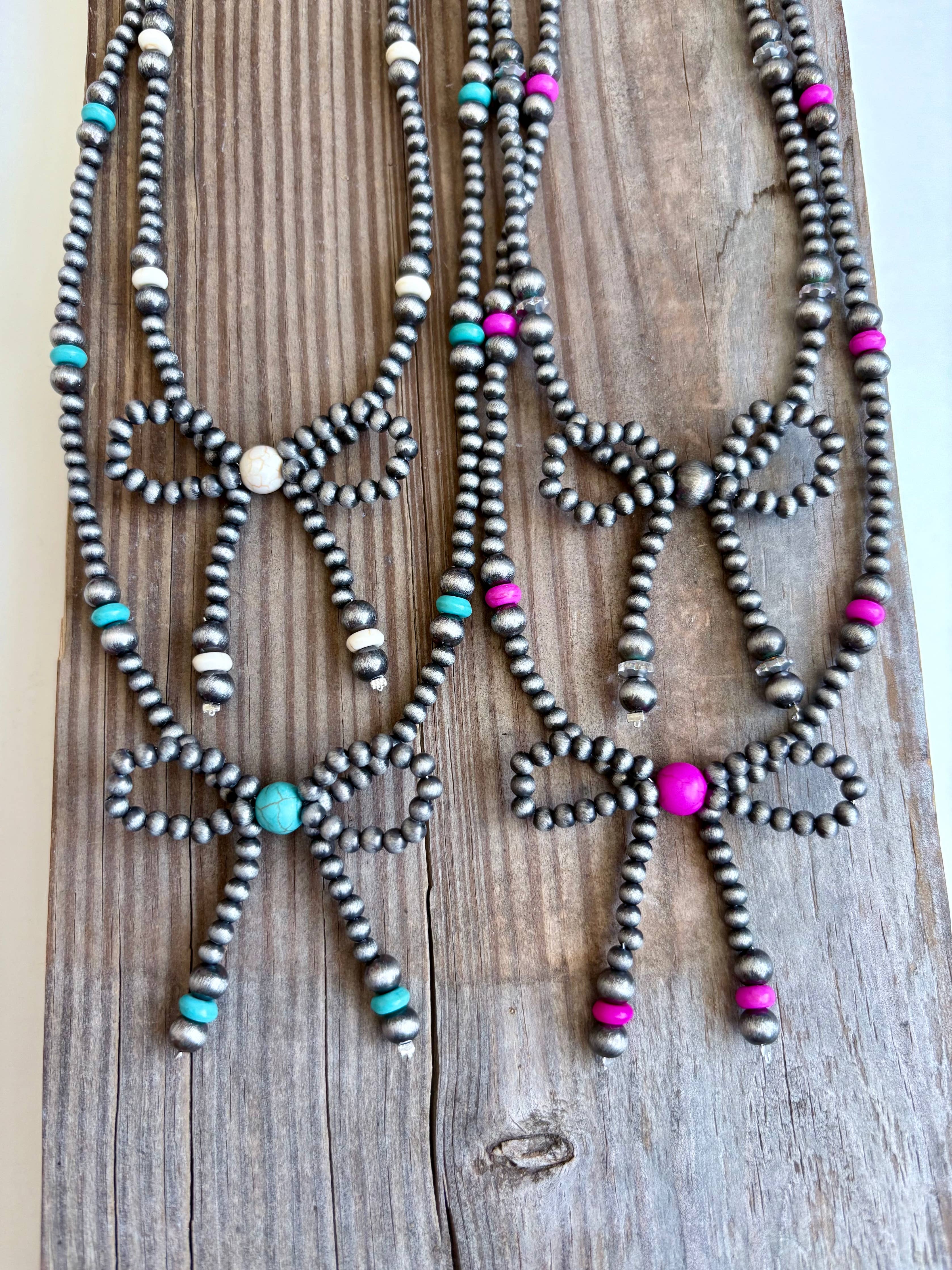 Western Navajo Style Bead Coquette Bow Necklace