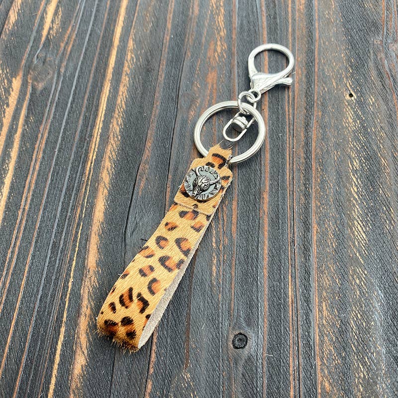 Leopard Print Turquoise Keychain