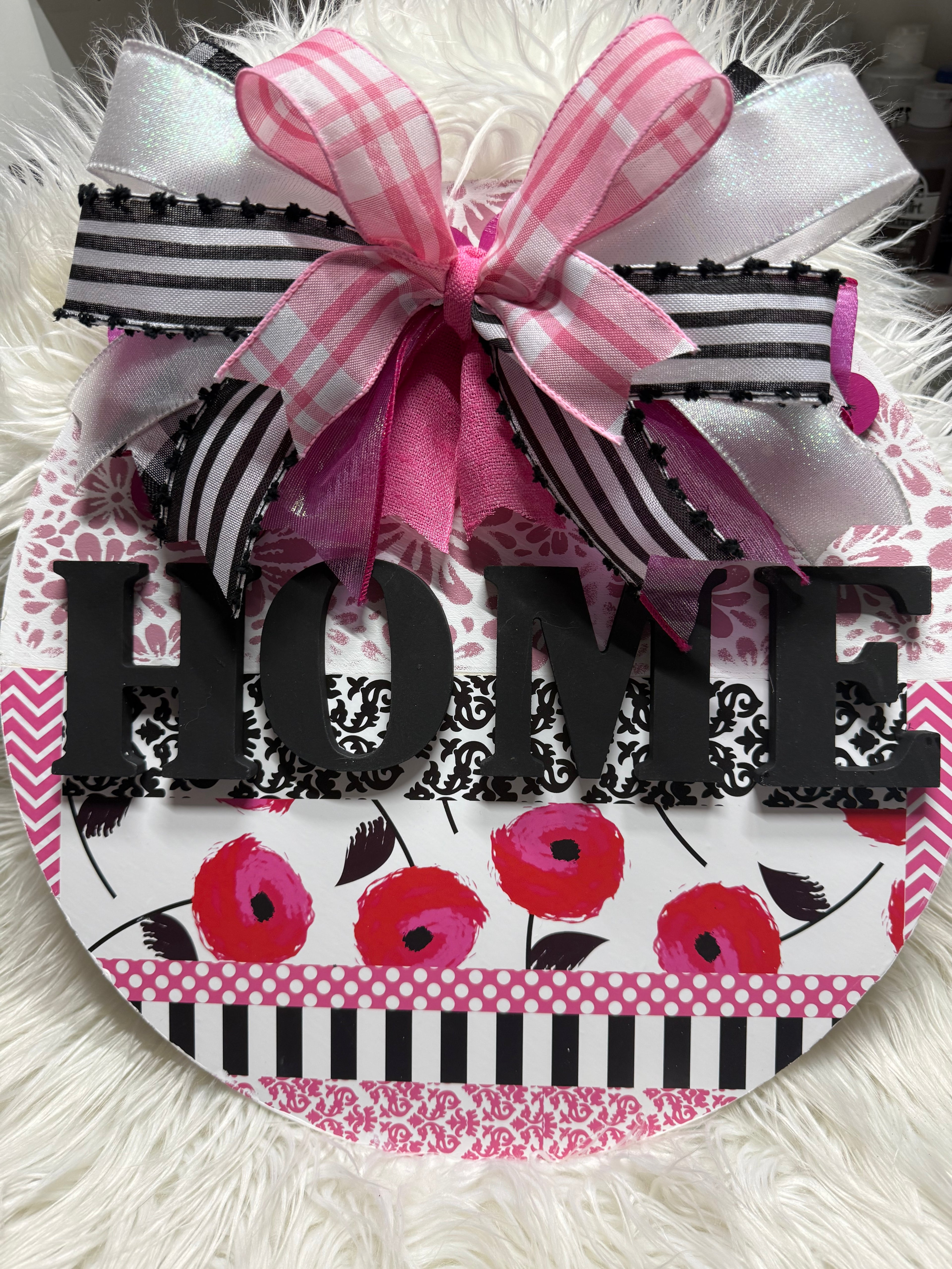 Home wood round door sign