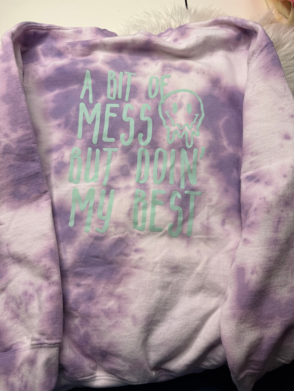 A bit of a mess doing my best sweatshirt