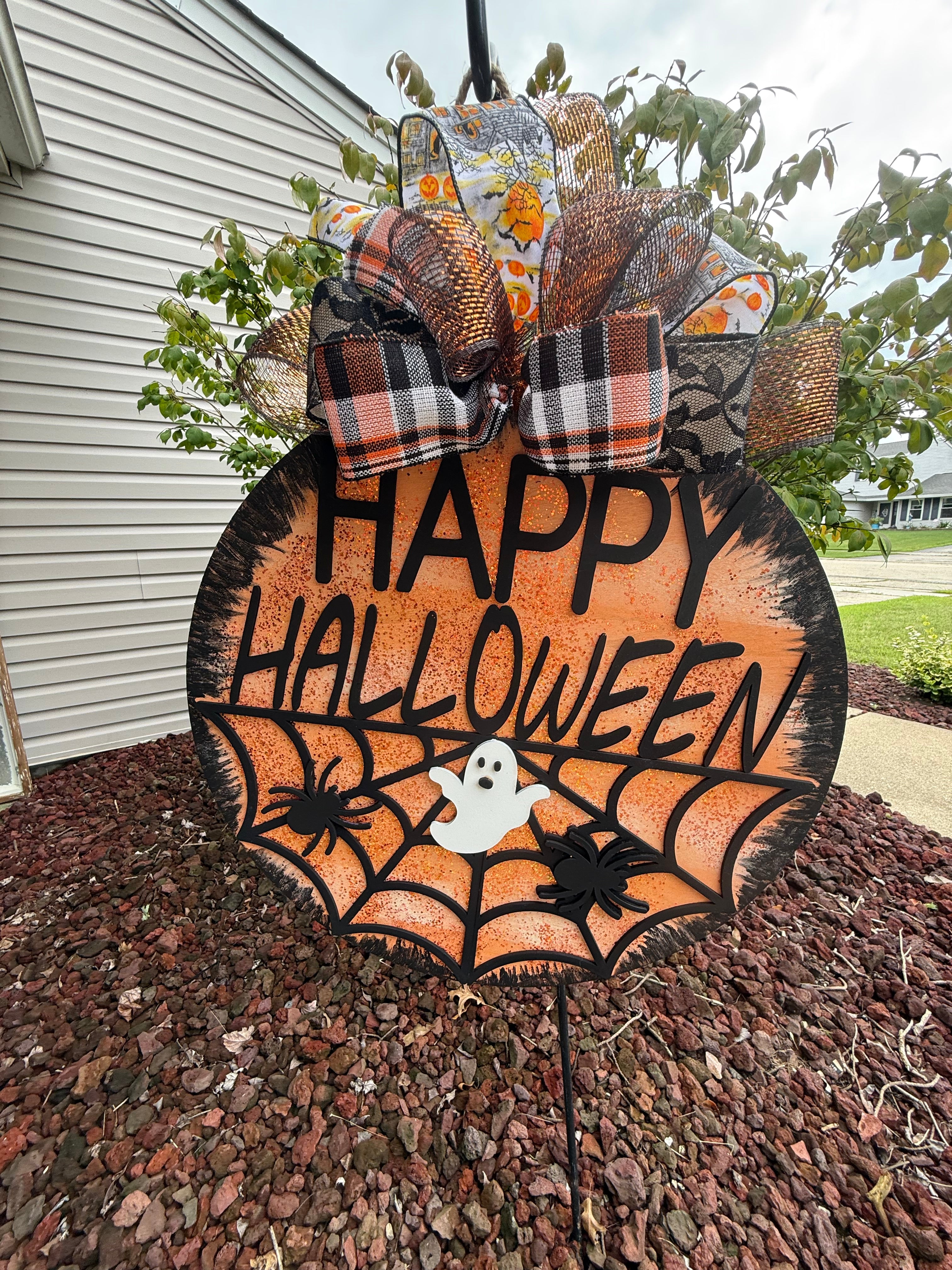 Large Happy Halloween Round Door Sign