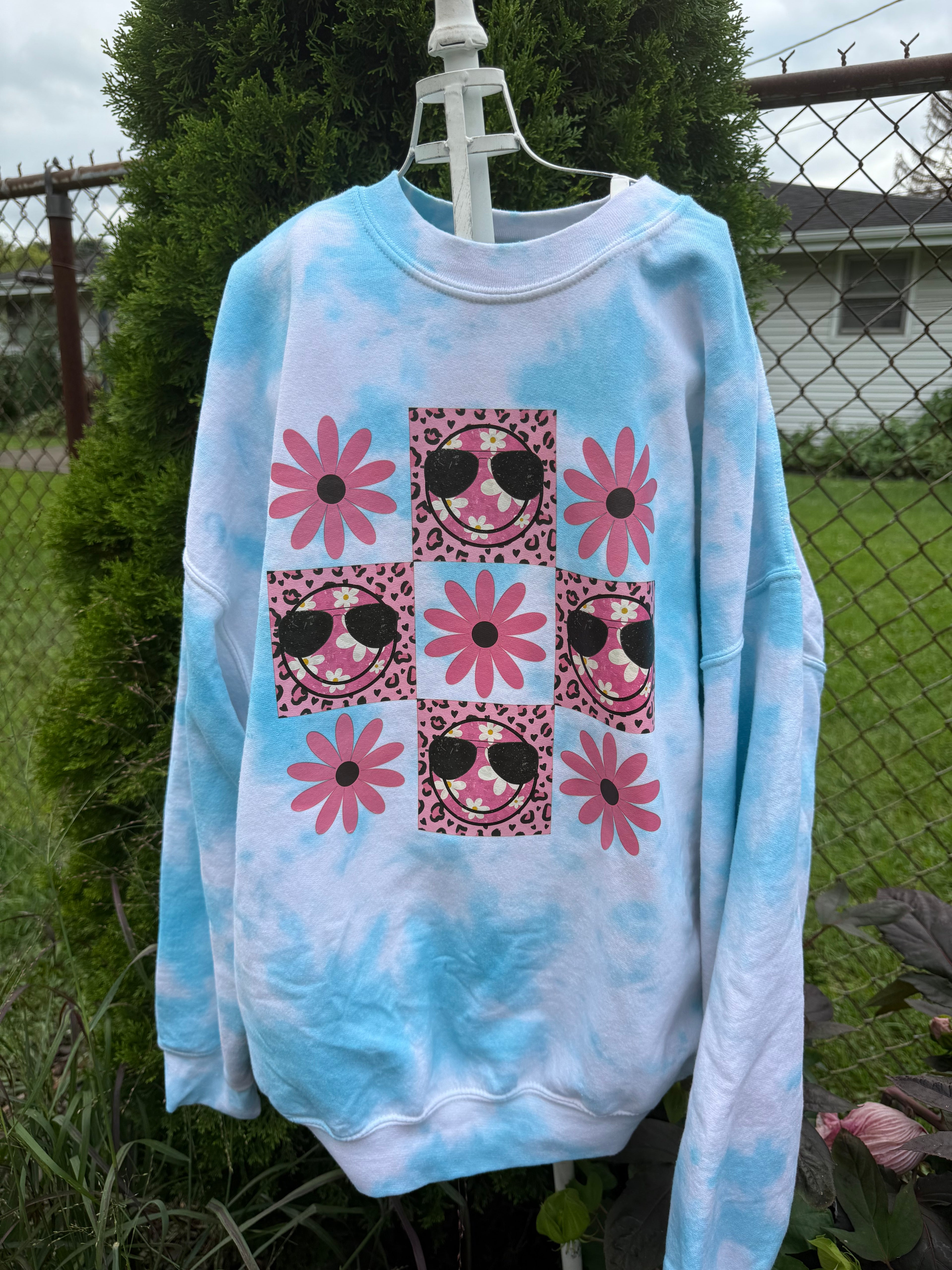 pink daisy bleached Sweatshirt
