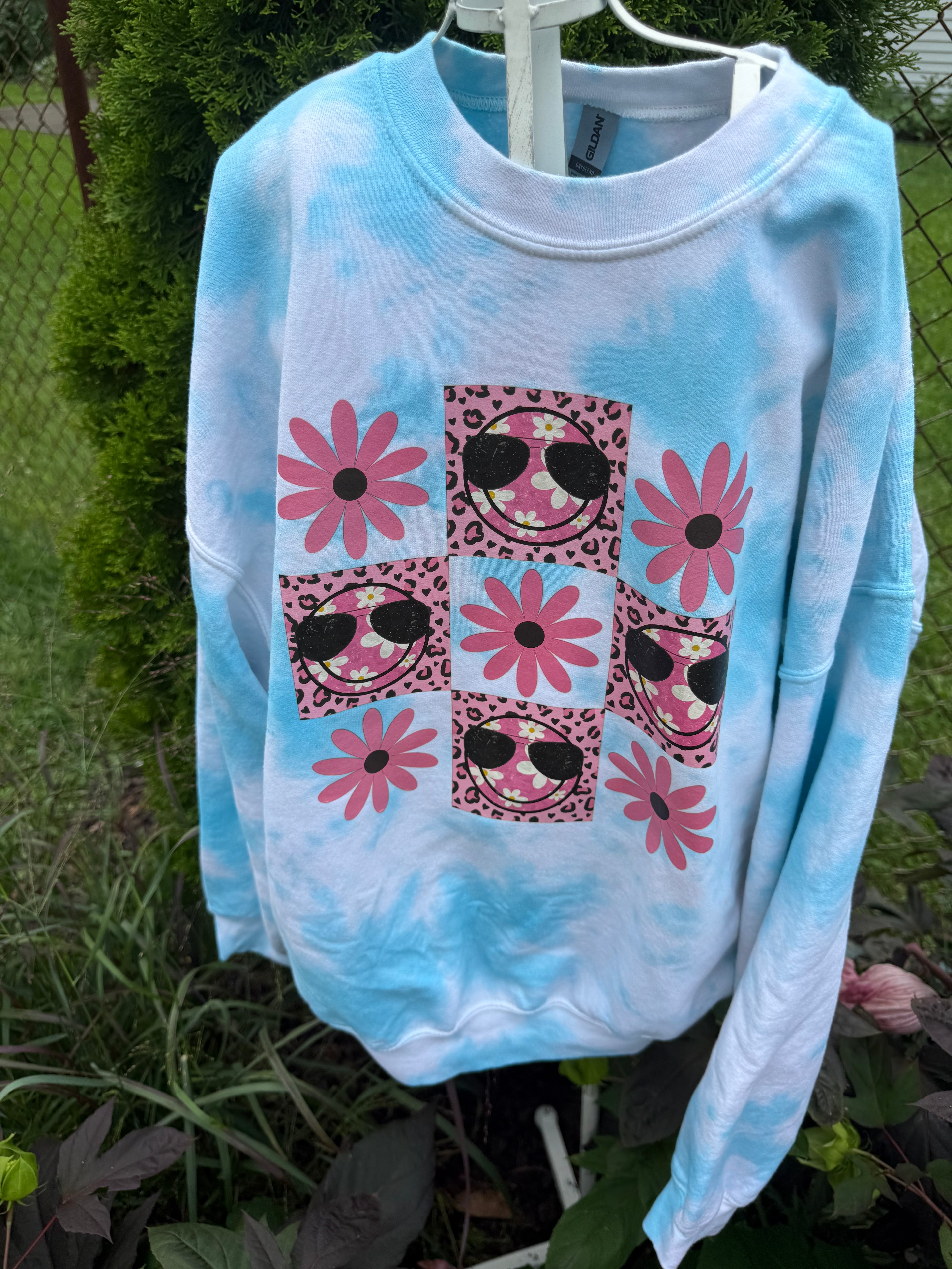 pink daisy bleached Sweatshirt