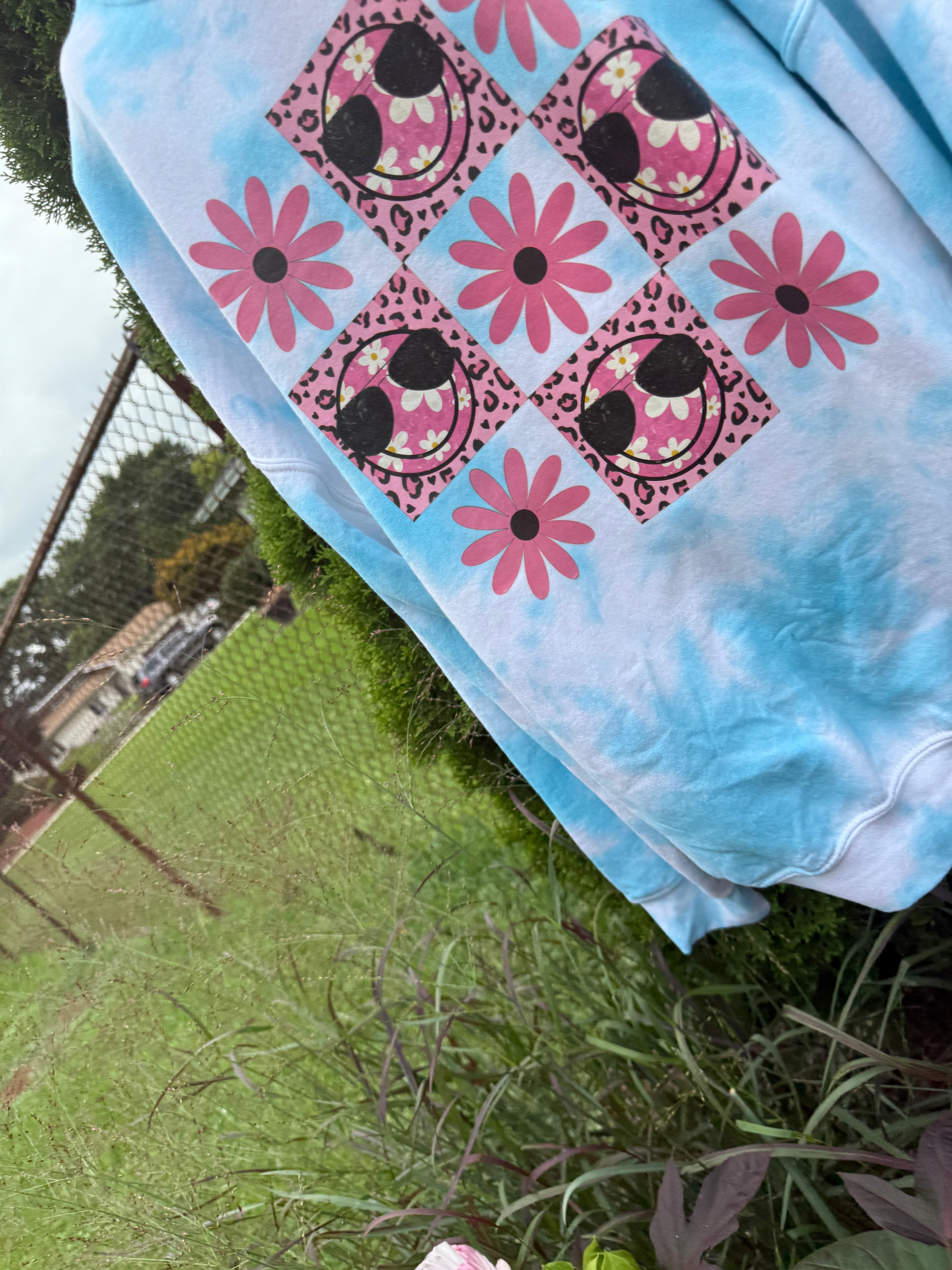 pink daisy bleached Sweatshirt