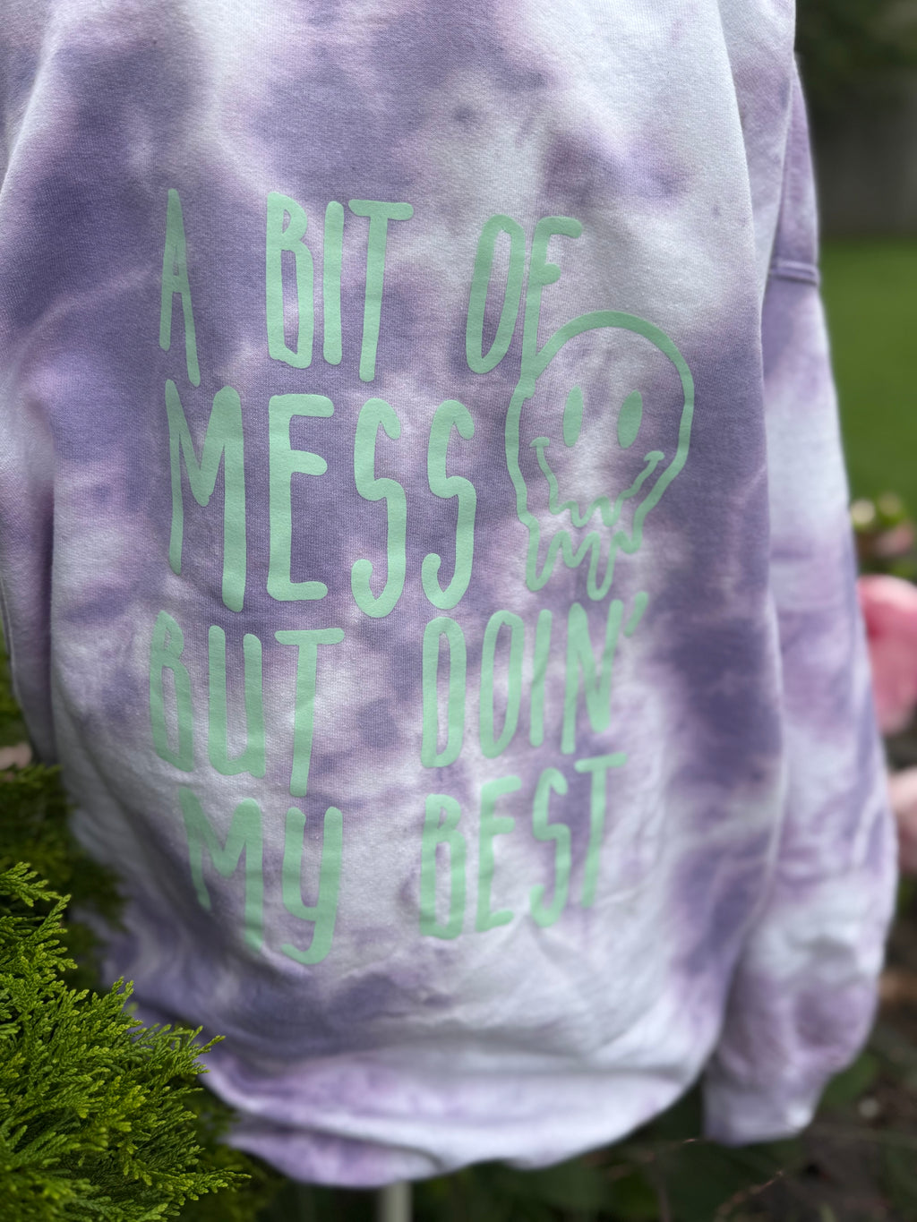 A bit of a mess doing my best sweatshirt