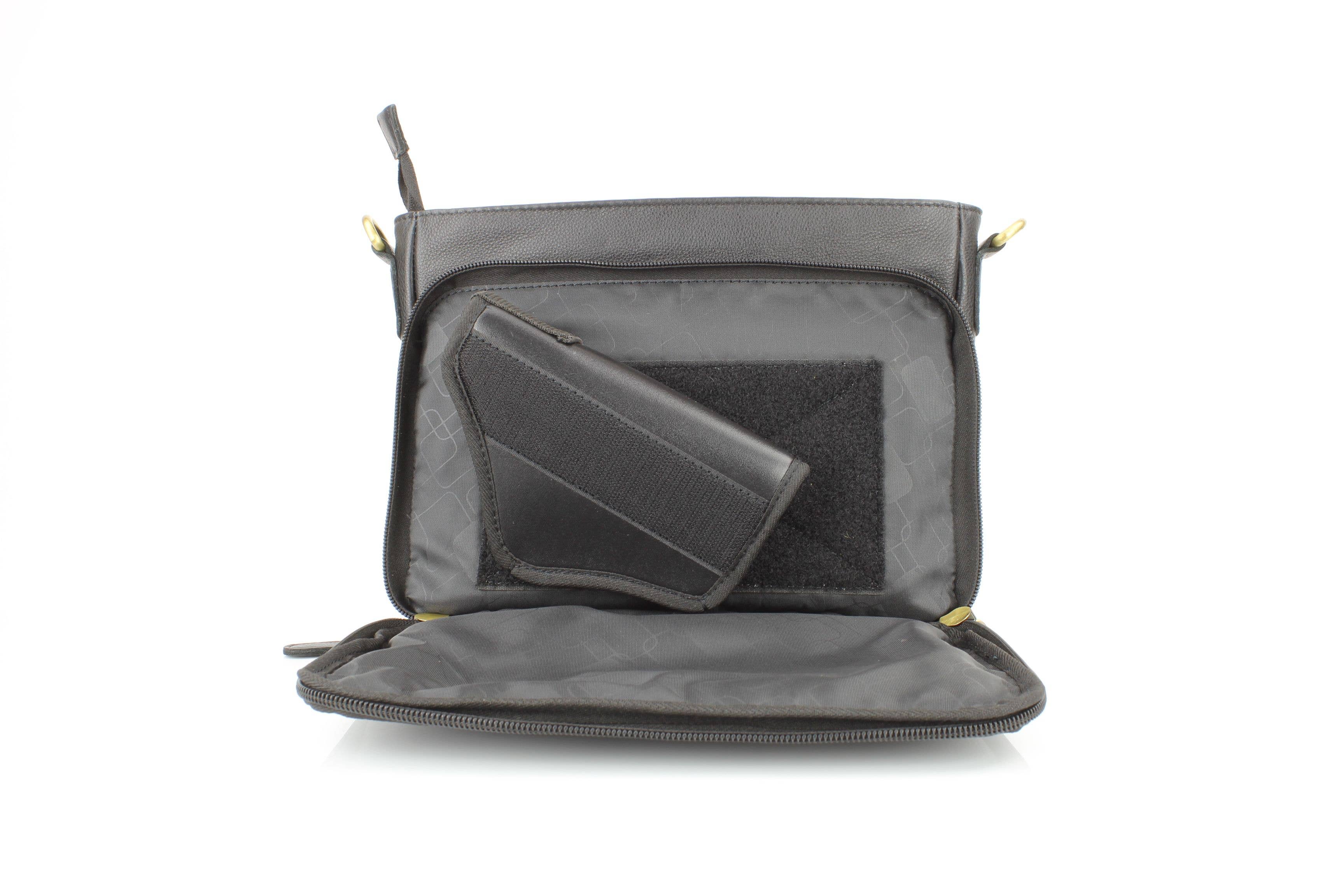 Flap Over Leather Shoulder Bag Hidden Storage 1833