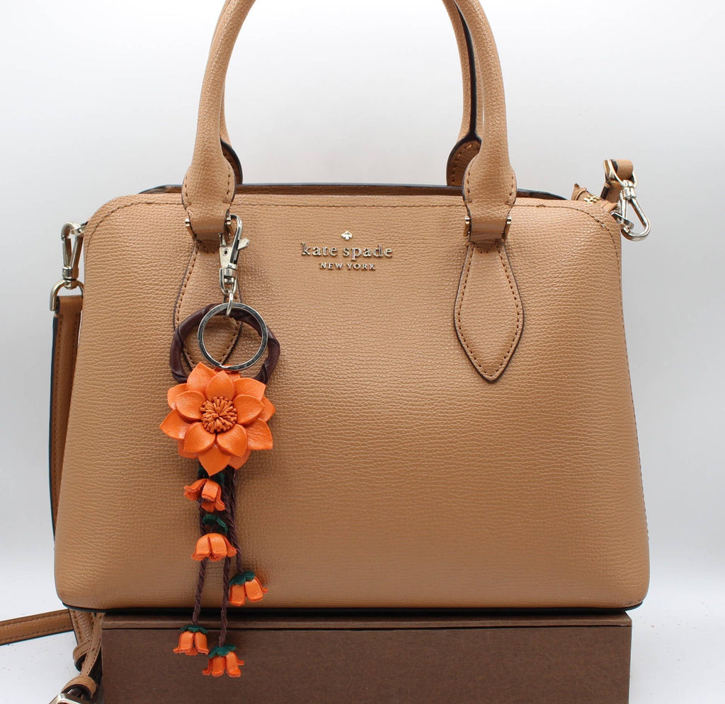 Leather flower key chain handbag charm multi colors